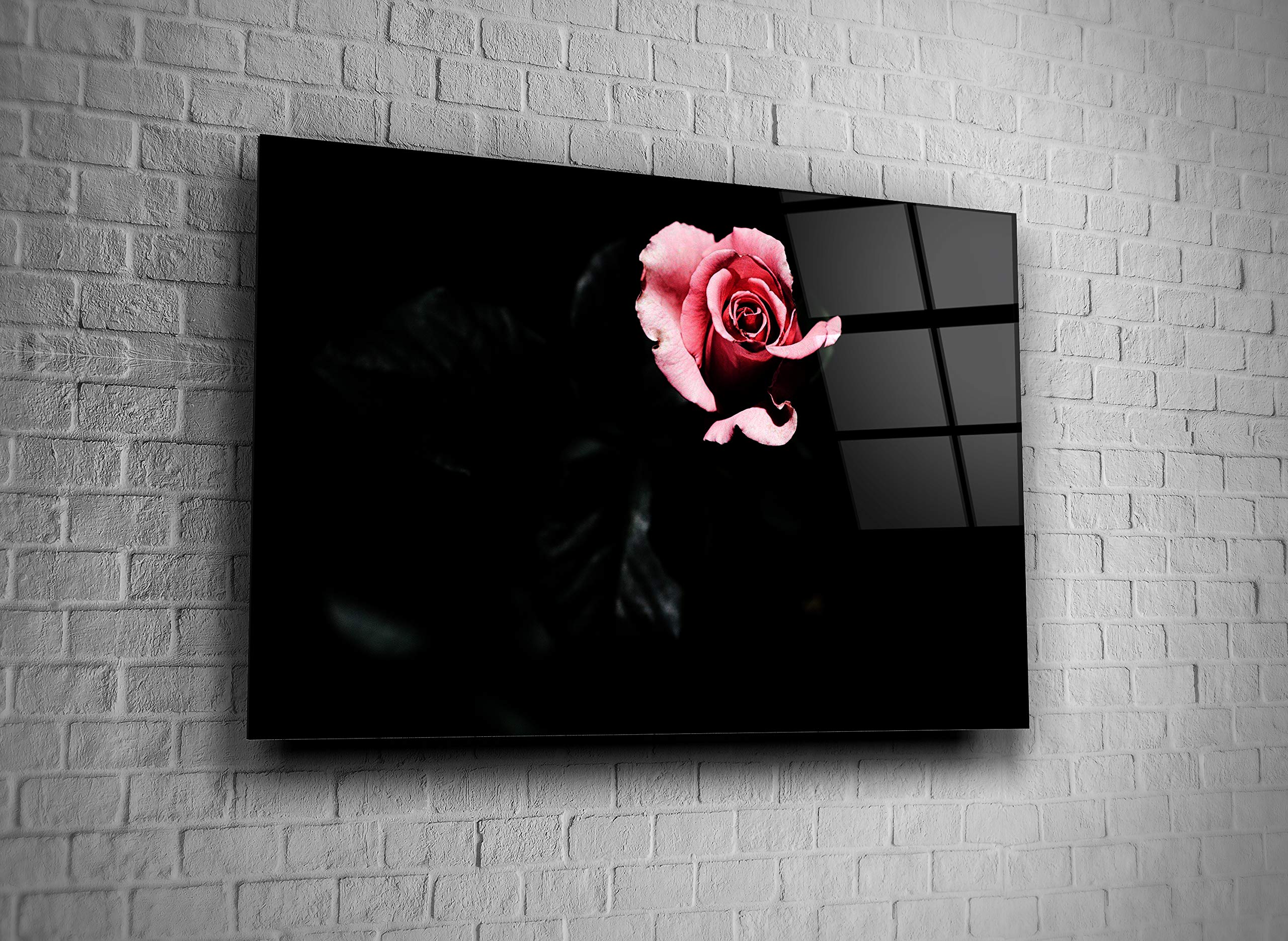 Rose Nature Pink Decor Print Tempered Glass Wall Art - Elegant Home Decor Gift for Living Room, Bedroom & Office
