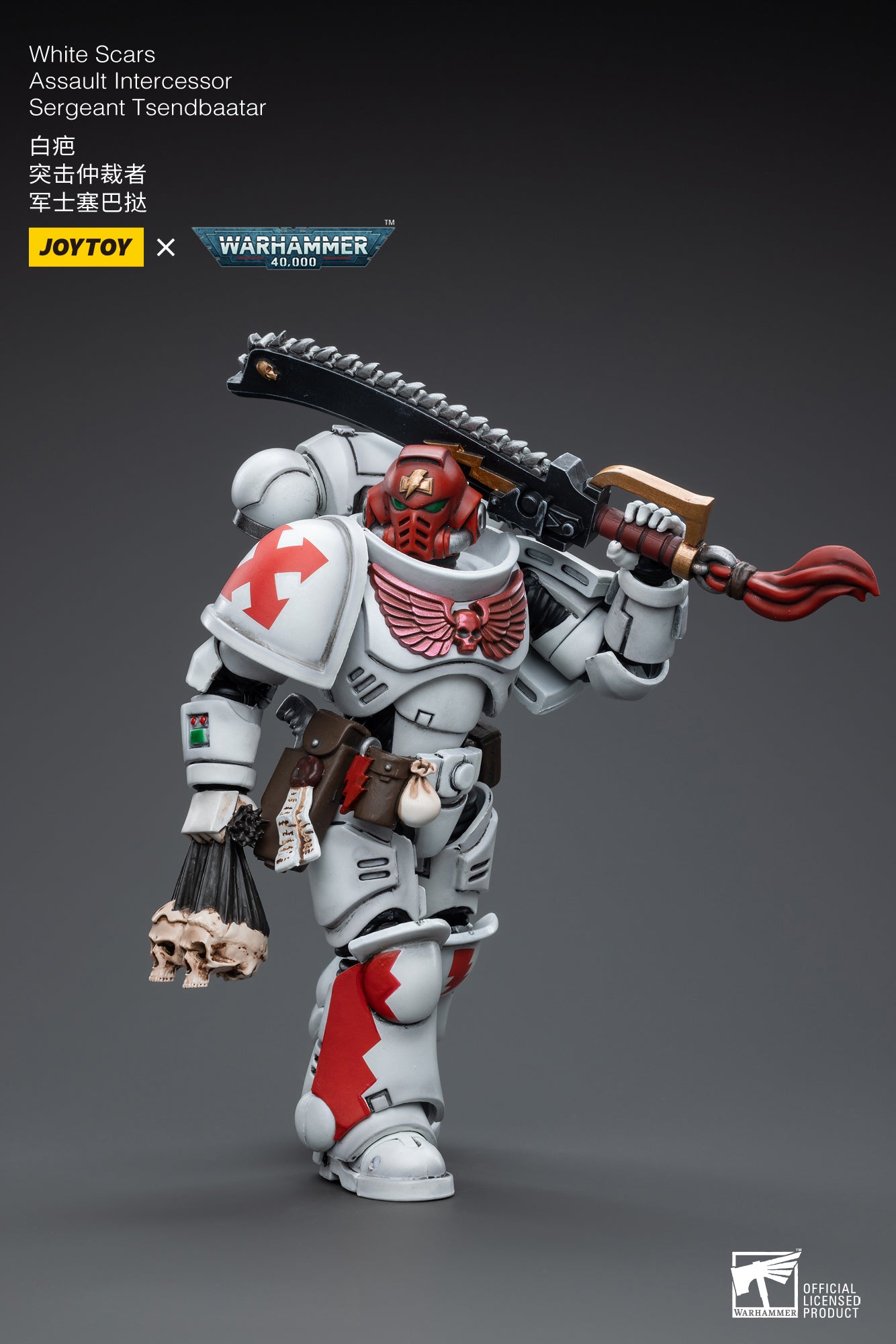 JOYTOY 1/18 Warhammer 40K White Scars Assault Intercessor Sergeant Tsendbaater Action Figure - Collectible Miniature for Tabletop Gaming & Display