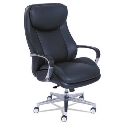 Big & Tall Executive Office Chair with Padded Armrests & ComfortCore Gel Memory Foam - Heavy Duty 400 lbs Capacity - Black Leather & Silver Base - Perfect for Home Office, Gaming, and Conference Rooms