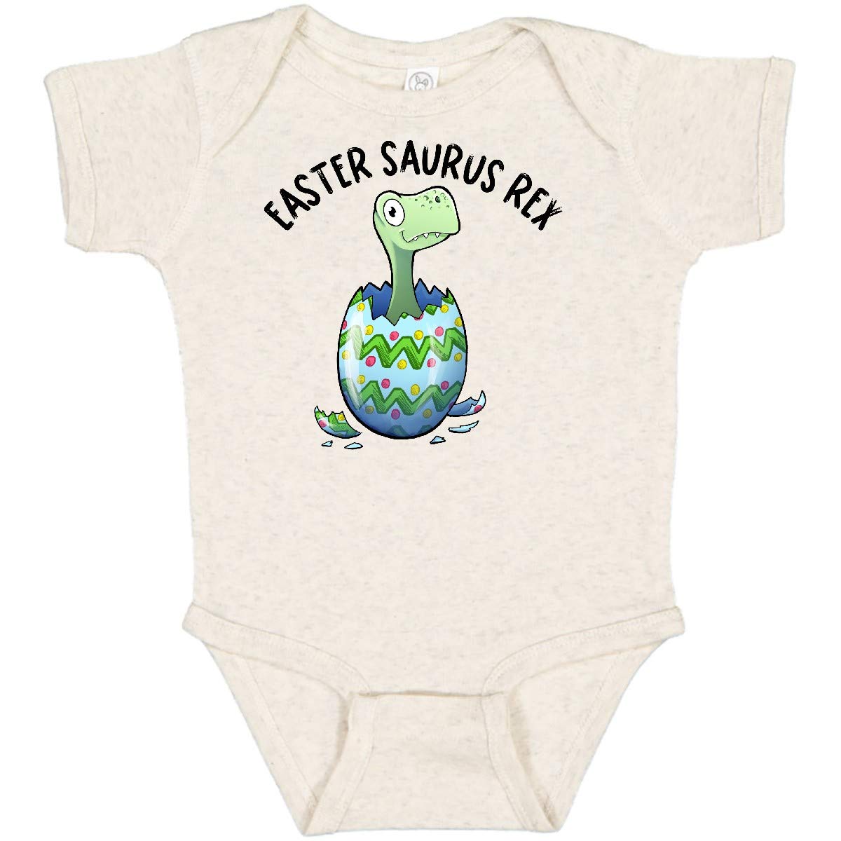 Inktastic Easter Saurus Rex Dinosaur Hatching Easter Egg Baby Bodysuit - Cute Dinosaur Bodysuit for Easter Outfits & Baby Photo Shoots