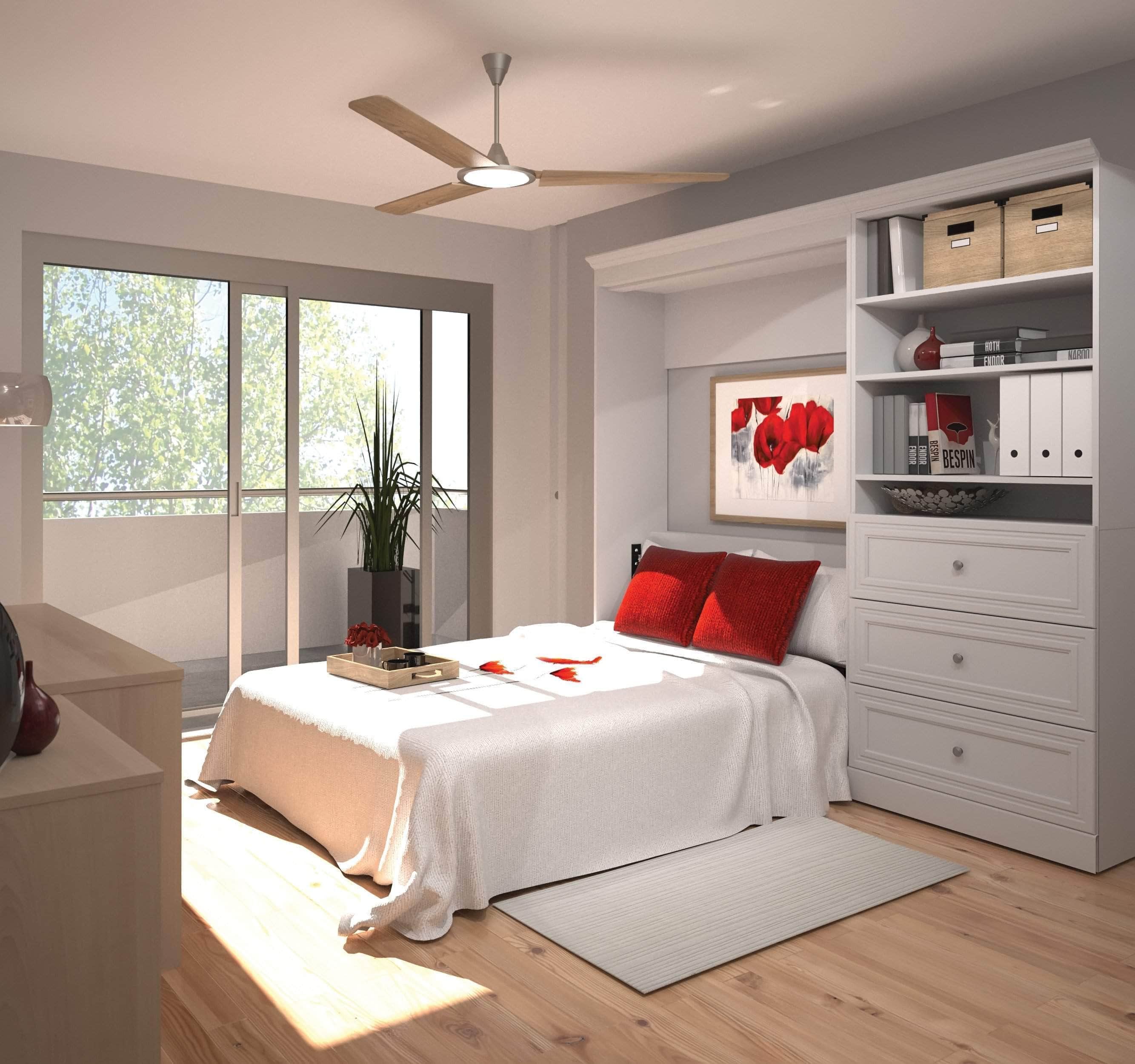 Space-Saving Full Murphy Wall Bed with Built-in Storage Drawers (95