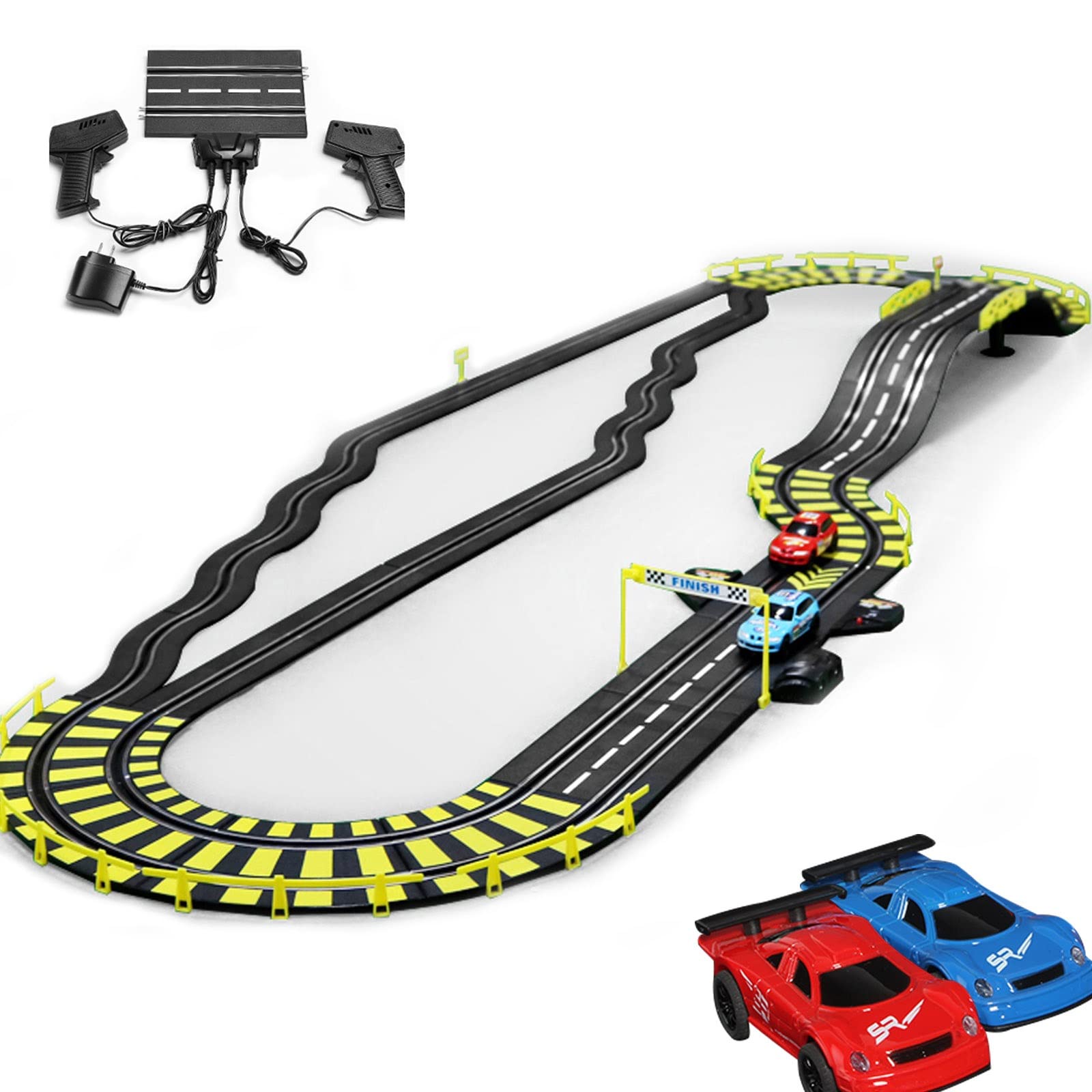 HGGOP 4.6M High-Speed 1:43 Scale Slot Car Racing Set with Dual Track - Electric & Hand Crank Powered Toy Cars for Kids Ages 3-16 - Perfect Birthday Gift for Boys & Girls - Fun Indoor Racing Game for Family Playtime & Party Entertainment