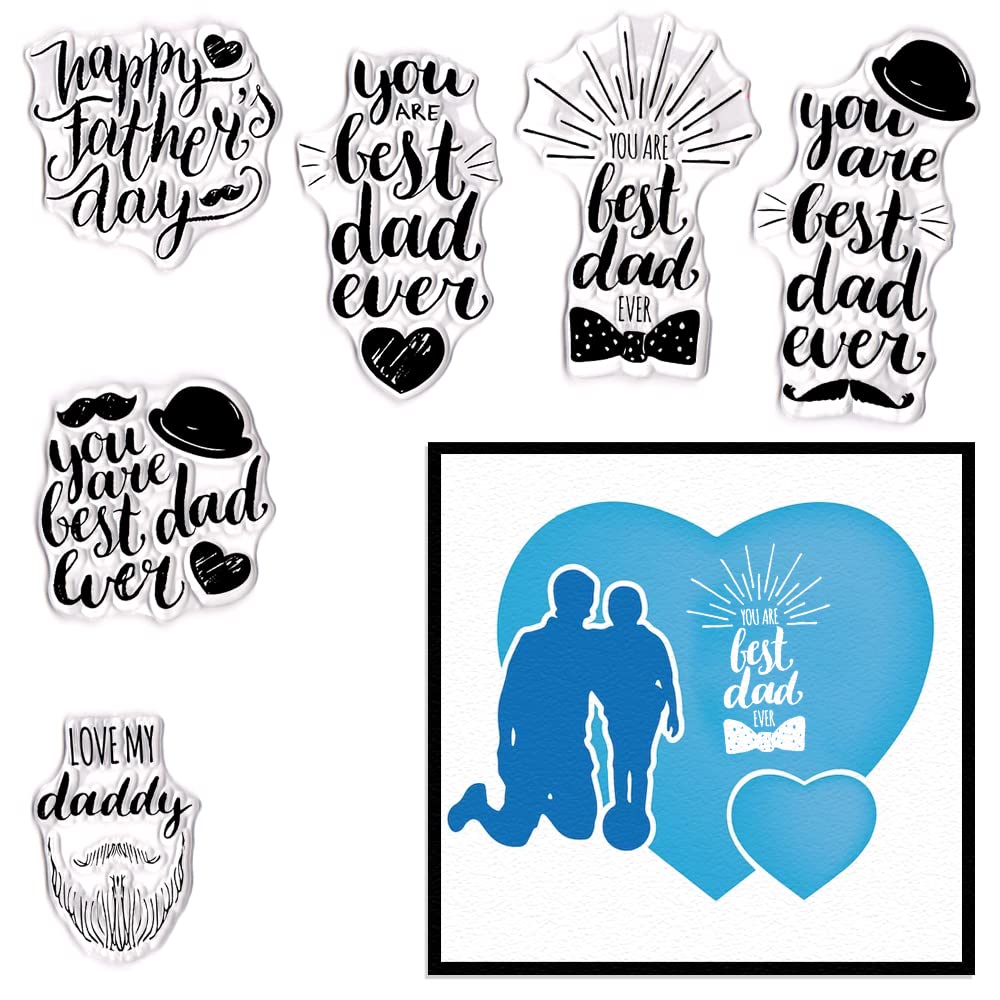 Father's Day Clear Stamps Set - DIY Scrapbooking Supplies for Card Making, Embossing & Album Decoration - Transparent Silicone Stamps with Blessing Love Words - Perfect for Greeting Cards, Journals & Craft Projects