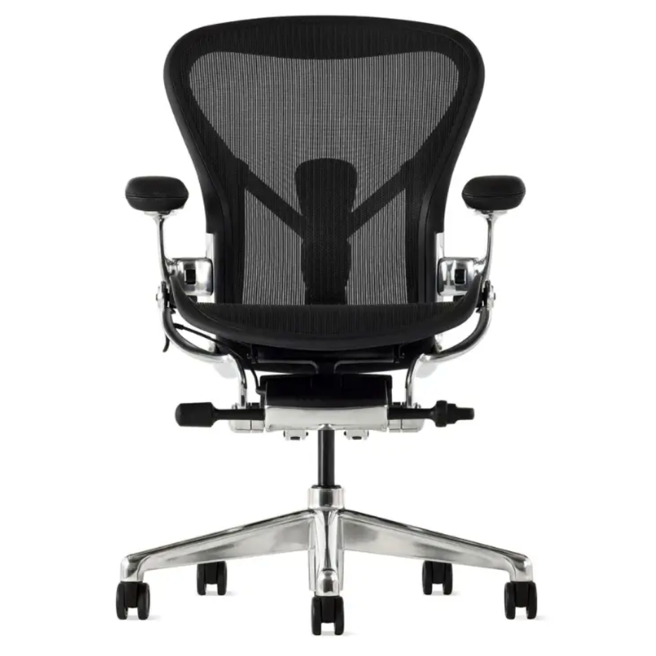 Herman Miller Aeron Chair Remastered - Ergonomic Office Chair with Onyx Frame & Polished Base - Perfect for Home Office, Gaming & Workspaces