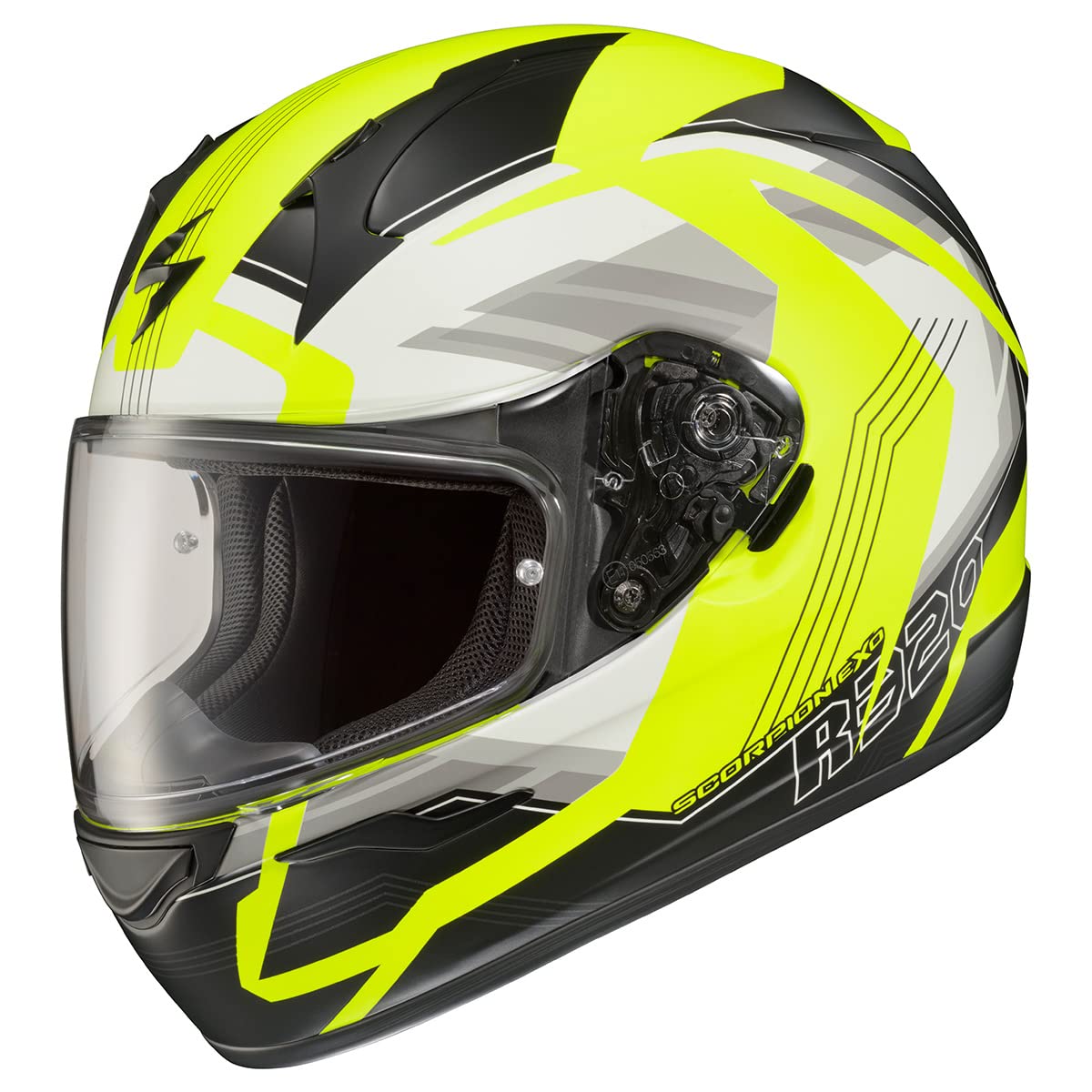 ScorpionEXO R320 DOT Approved Full Face Motorcycle Helmet - Pinlock Ready Visor & Bluetooth Speaker Pockets - High Visibility (Medium) for Safe Street Riding & Long-Distance Touring