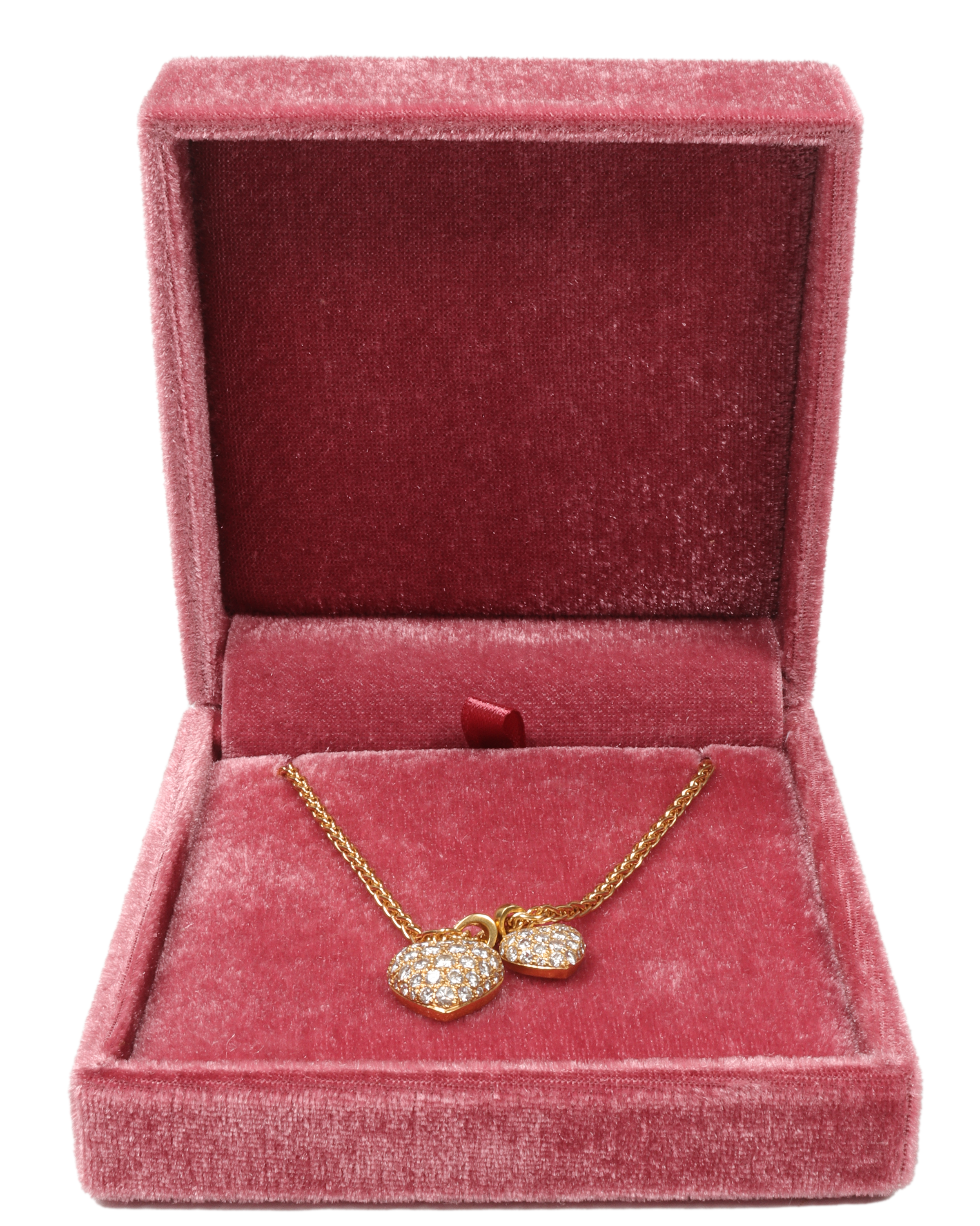 18K Gold Double Heart Diamond Necklace for Women - Elegant Valentine's Day Gift, Anniversary Jewelry, Romantic Proposal Present