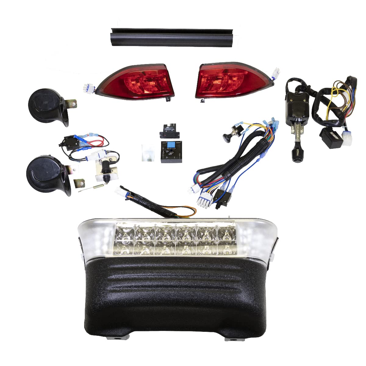 PROFX Deluxe LED Light Kit for Club Car Precedent Golf Cart (2004-Up) - Complete Headlight Bar, Tail Lights, Turn Signals, Hazard Lights, Brake Pad & Horn | Enhanced Night Driving Safety & Style for Gas Golf Carts