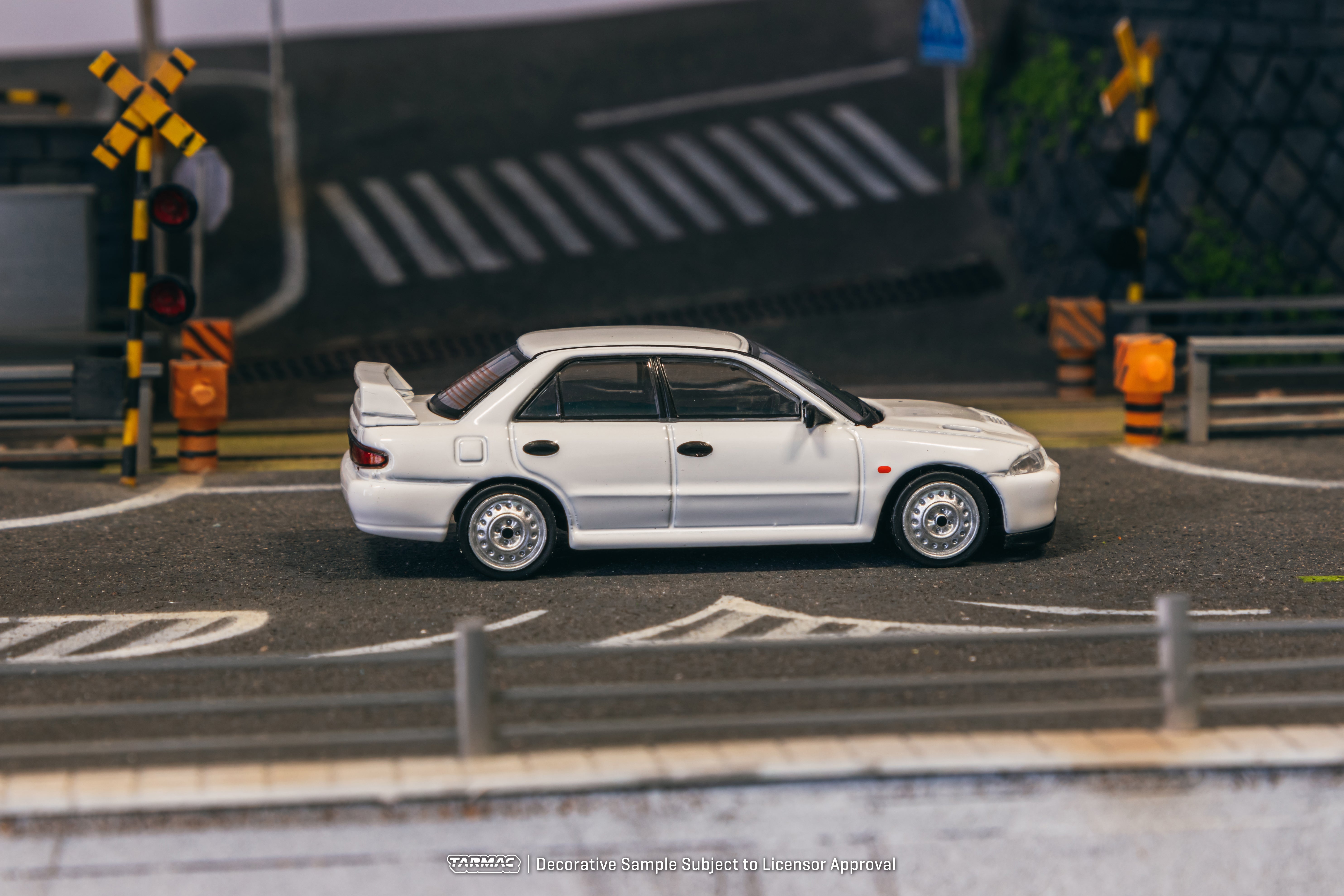 Tarmac Works 1/64 Scale Mitsubishi Lancer RS Evolution II Diecast Model Car - White Malaysia Special Edition Collectible for Car Enthusiasts | Perfect for Display, Gifts & Racing Collections