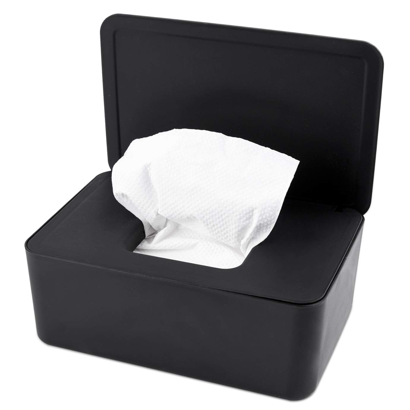 KONUNUS Wet Wipes Storage Box with Lid - Dustproof Wipes Dispenser Holder & Tissue Organizer for Home, Office, Baby Room & Travel - Black (Portable & Hygienic Solution for Daily Use)