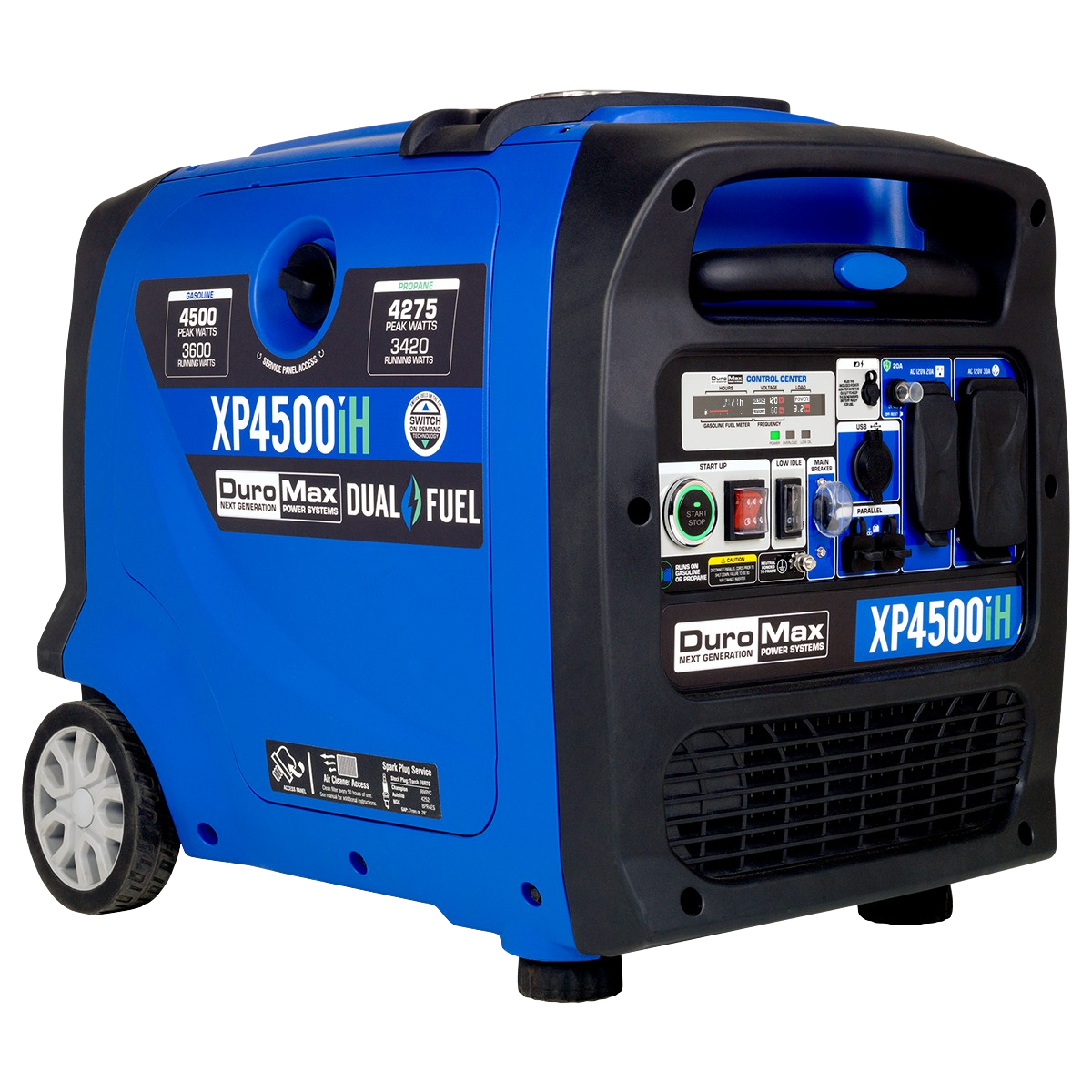 DuroMax XP4500IH 3600W/4500W Portable Inverter Generator with 223cc Engine, CO Alert, Dual Fuel & Remote Start - Perfect for Camping, RV Trips & Emergency Power Backup