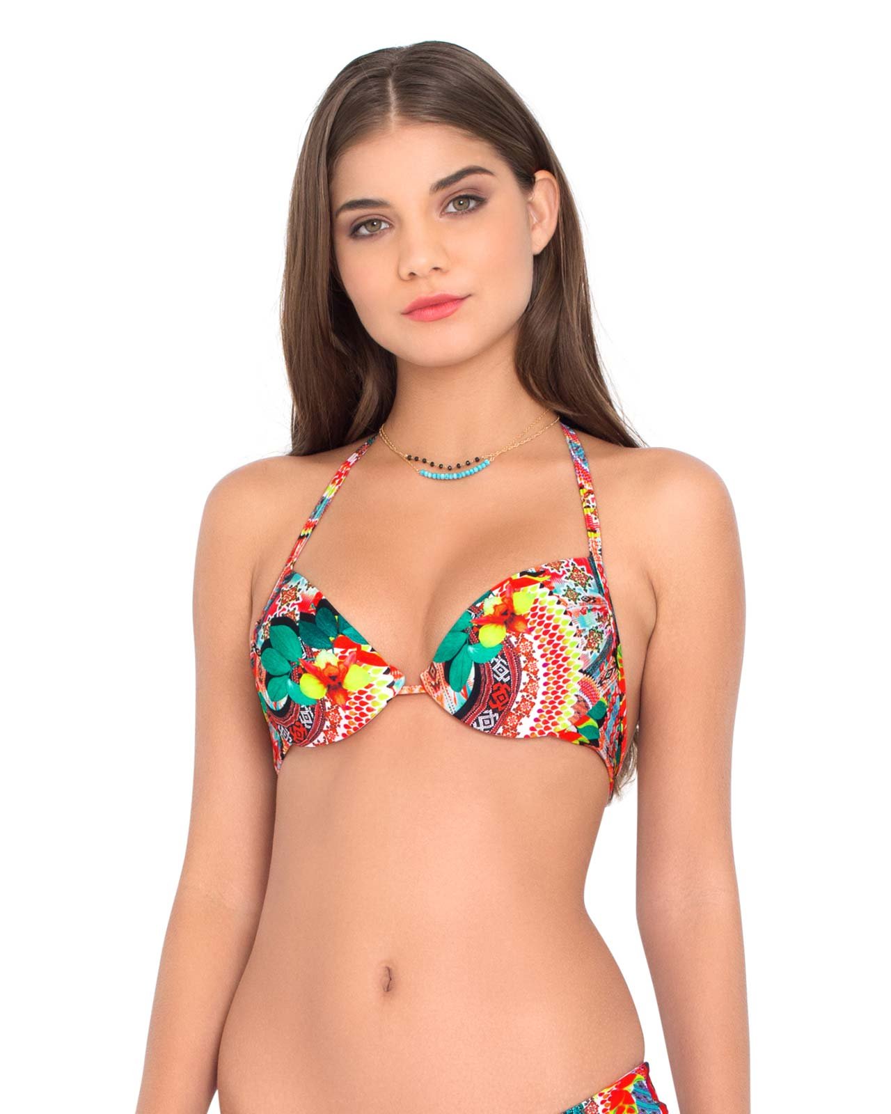 Luli Fama Women's Push Up Bikini Top - Seamless Underwire Plunge Swimsuit for Beach & Pool | Perfect for Vacation, Swimming, and Sunbathing