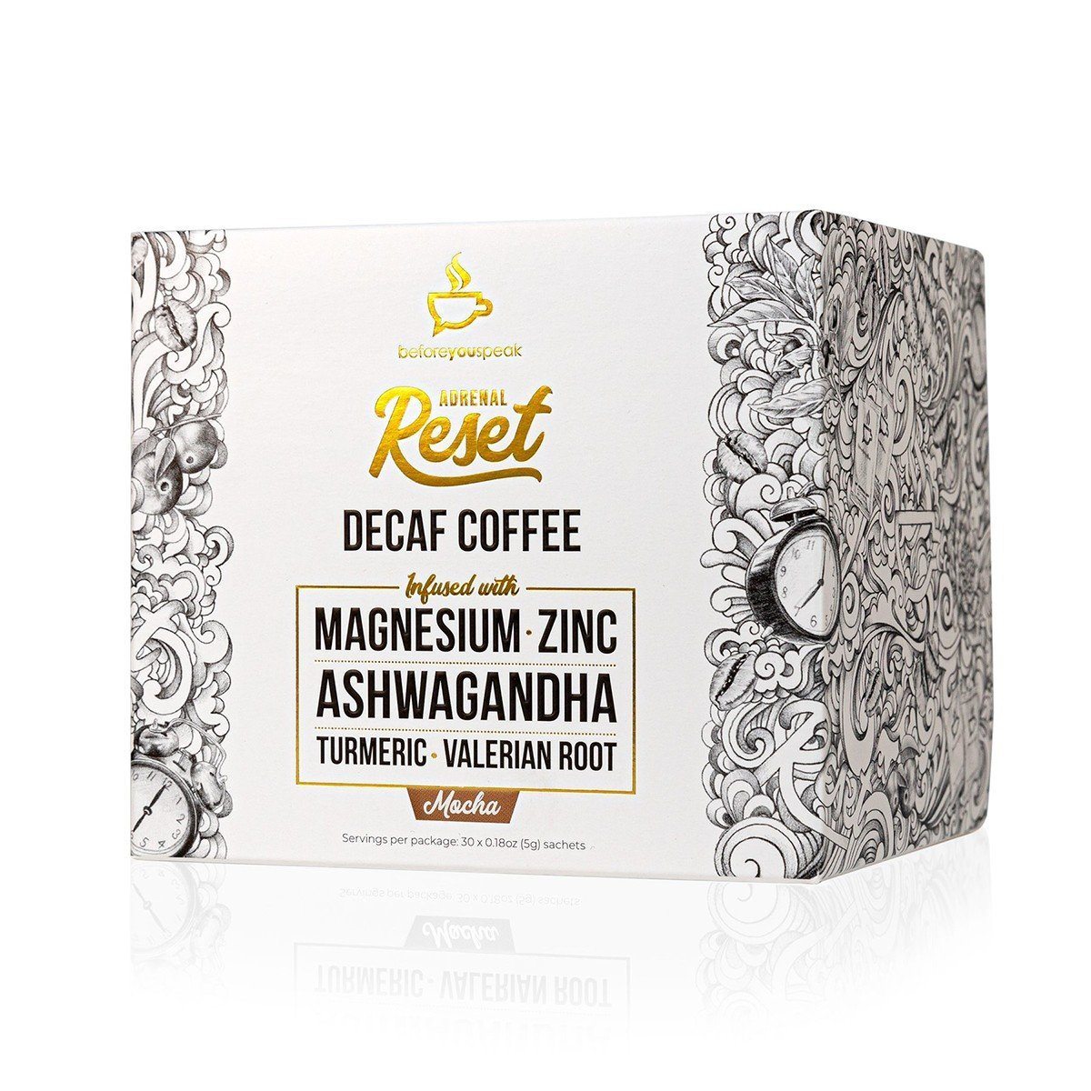 Organic Adrenal Decaf Coffee - Low Acid, Smooth Flavor for Stress Relief & Relaxation - Perfect for Evening Enjoyment, Meditation & Digestive Sensitivity