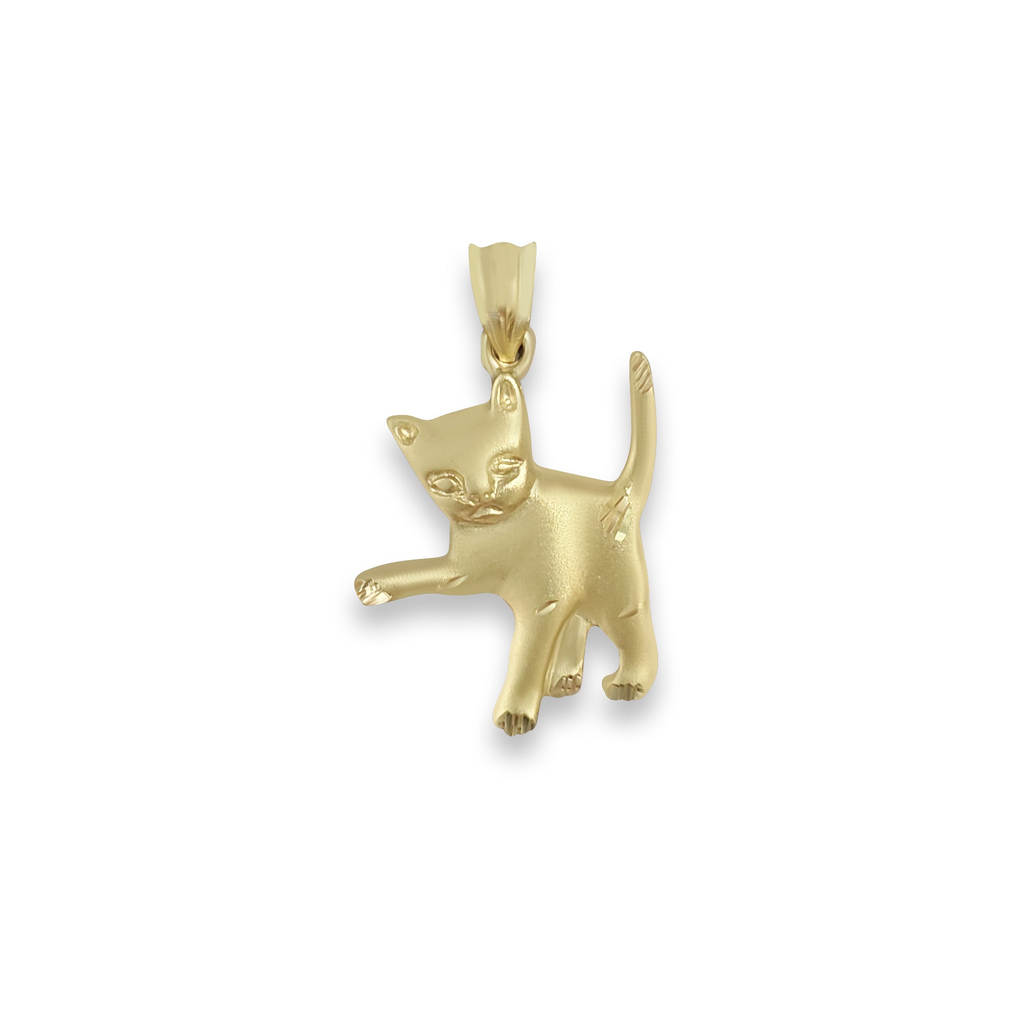 Diamond Cut Matte Finish Kitten Charm - Elegant Jewelry for Cat Lovers | Perfect for Necklaces, Bracelets & Gifts