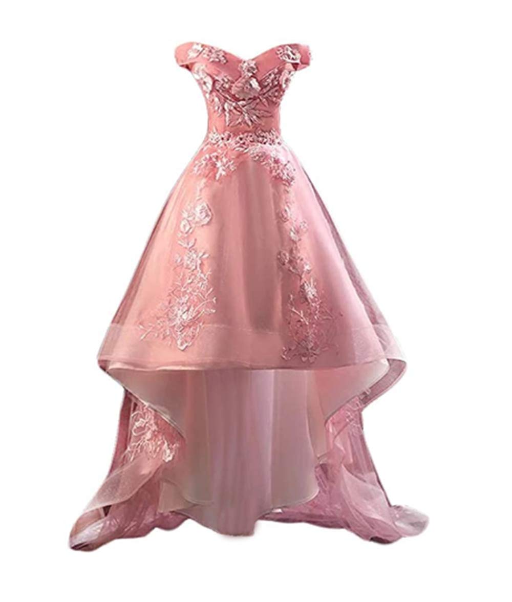 ANGELA Women's Off Shoulder High Low Prom Dress 2021 - Elegant Appliques Homecoming Gown for Teens | Perfect for Prom Night, Homecoming Dance & Special Occasions
