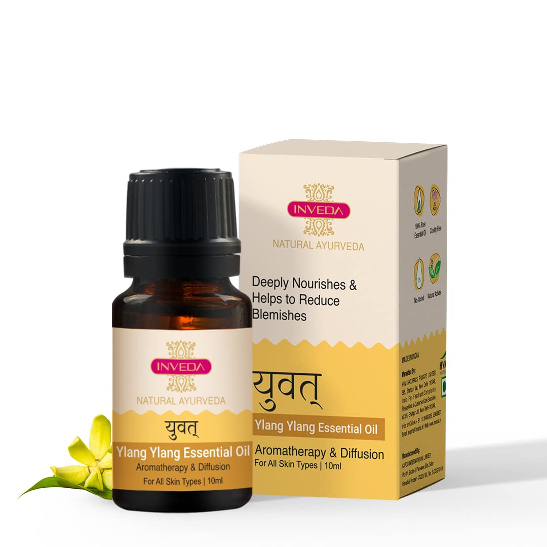 Inveda Pure Ylang Ylang Essential Oil 10ml - Natural Treatment for Acne, Scars & Pigmentation - Promotes Clear & Spotless Skin - Perfect for Aromatherapy, Skincare & Relaxation