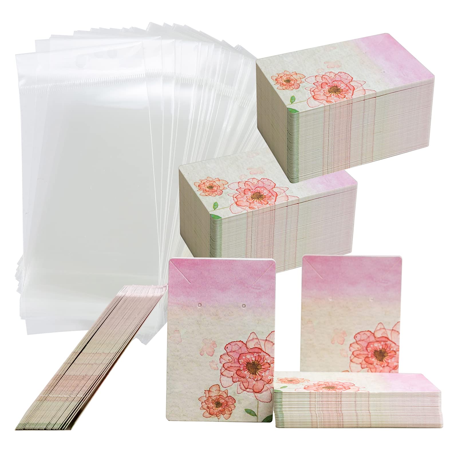 100-Pack Jewelry Display Cards with Bags - 3.5 x 2.4 Inch Necklace & Earring Holder Cards for Retail Packaging, Boutique Displays, and Gift Presentation - Premium Paper Jewelry Packaging Set