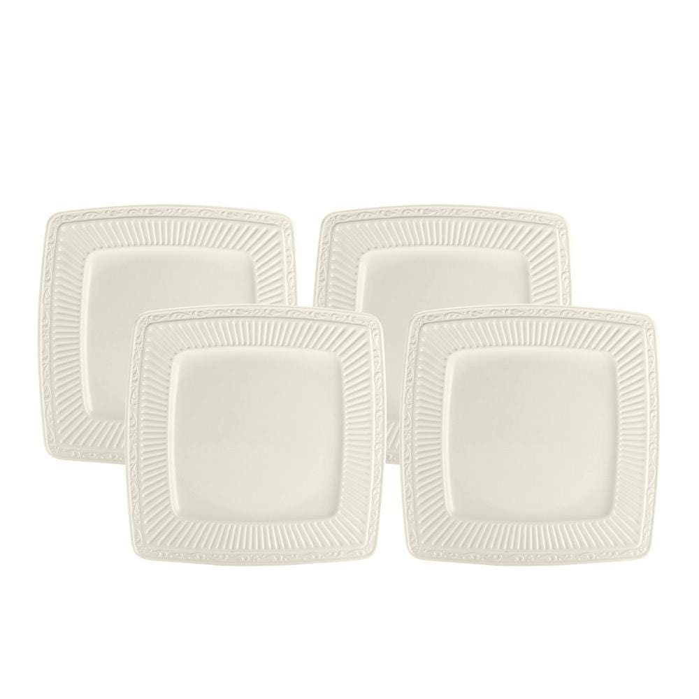 Italian Countryside® Set of 4 Square Brunch Plates - Farmhouse Style Dinnerware for Breakfast, Lunch & Outdoor Picnics | Durable Ceramic Plates for Home Dining & Entertaining