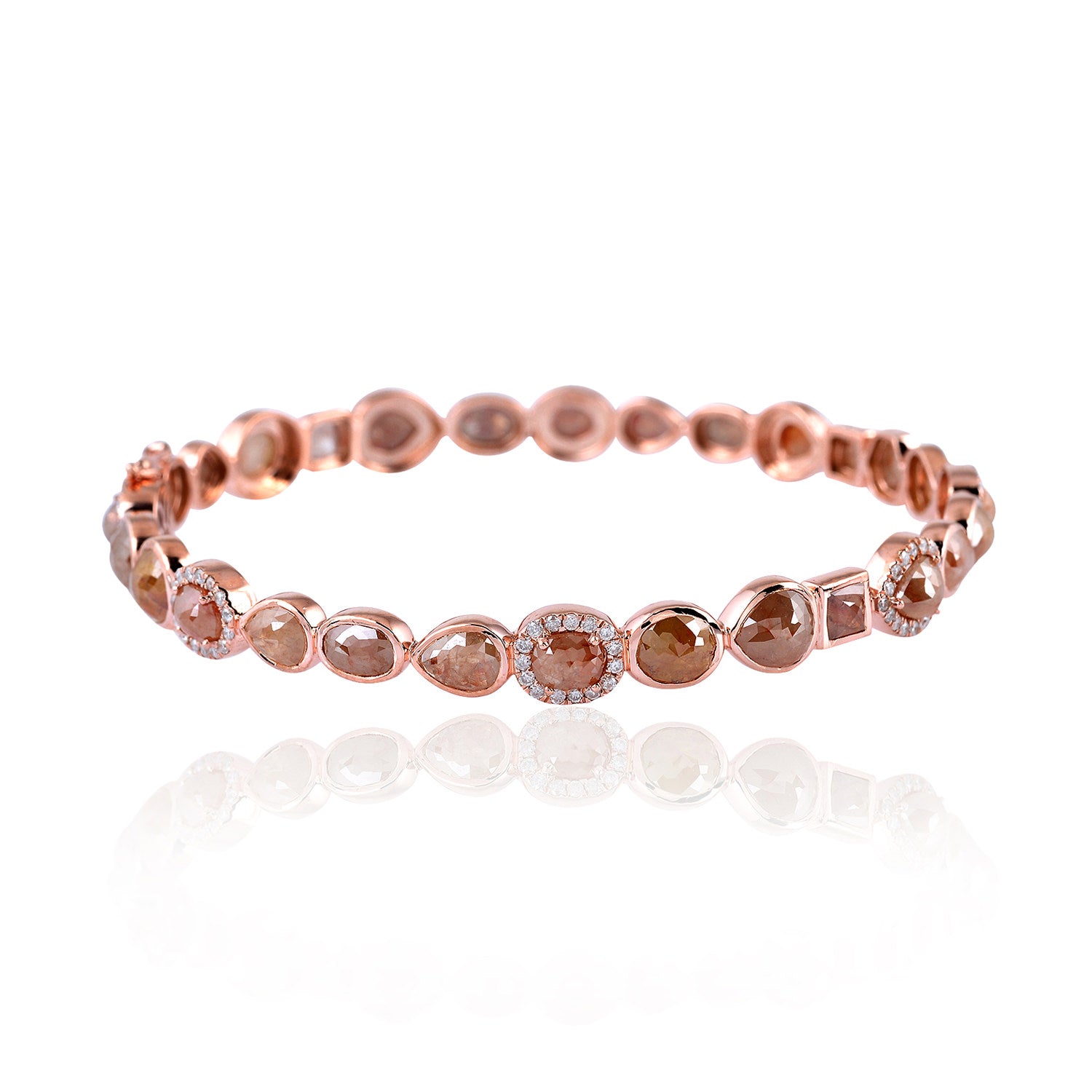 18K Rose Gold Bezel Set Ice Diamond Wedding Bangle - Elegant Fine Jewelry Gift for Brides, Anniversaries & Special Occasions