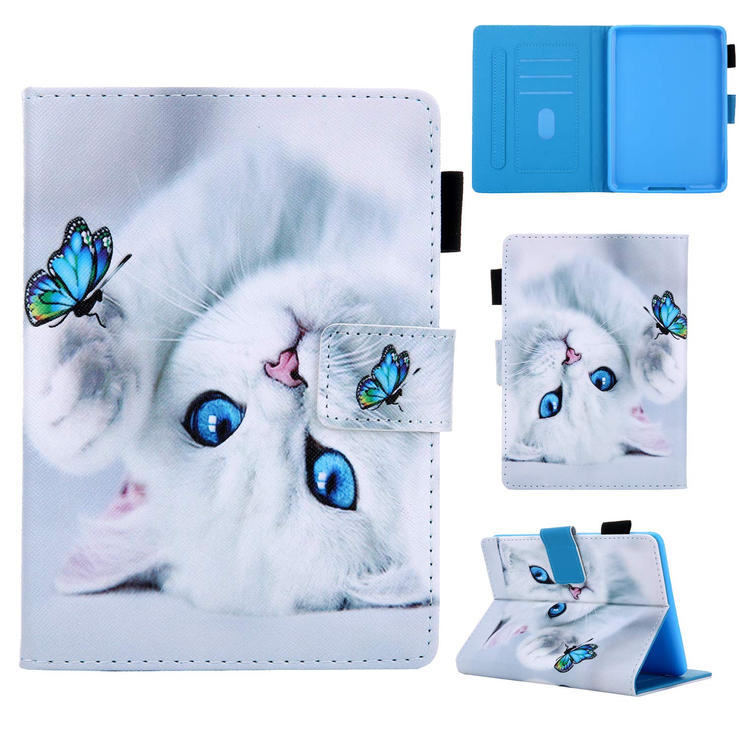 Premium Lightweight Kindle Paperwhite Case (10th/7th/6th/5th Gen) - Cute White Cat Design with Card Slots & Auto Sleep/Wake | Protective Cover for Kindle Paperwhite 2012-2018 Models | Perfect for Reading, Travel & Daily Commute