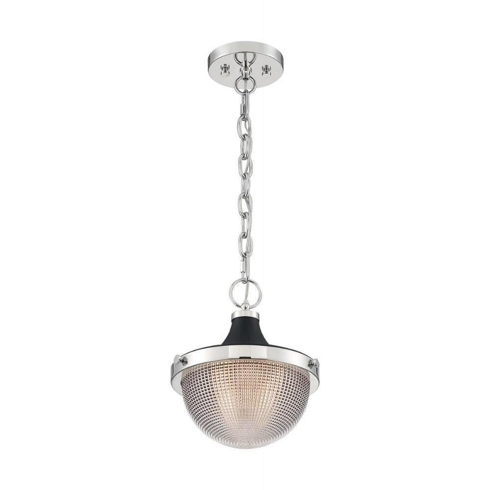 Nuvo Lighting 45923672712 Modern One Light Pendant Fixture - Polished Nickel & Black Finish - Perfect for Kitchen Island, Dining Room or Entryway Lighting
