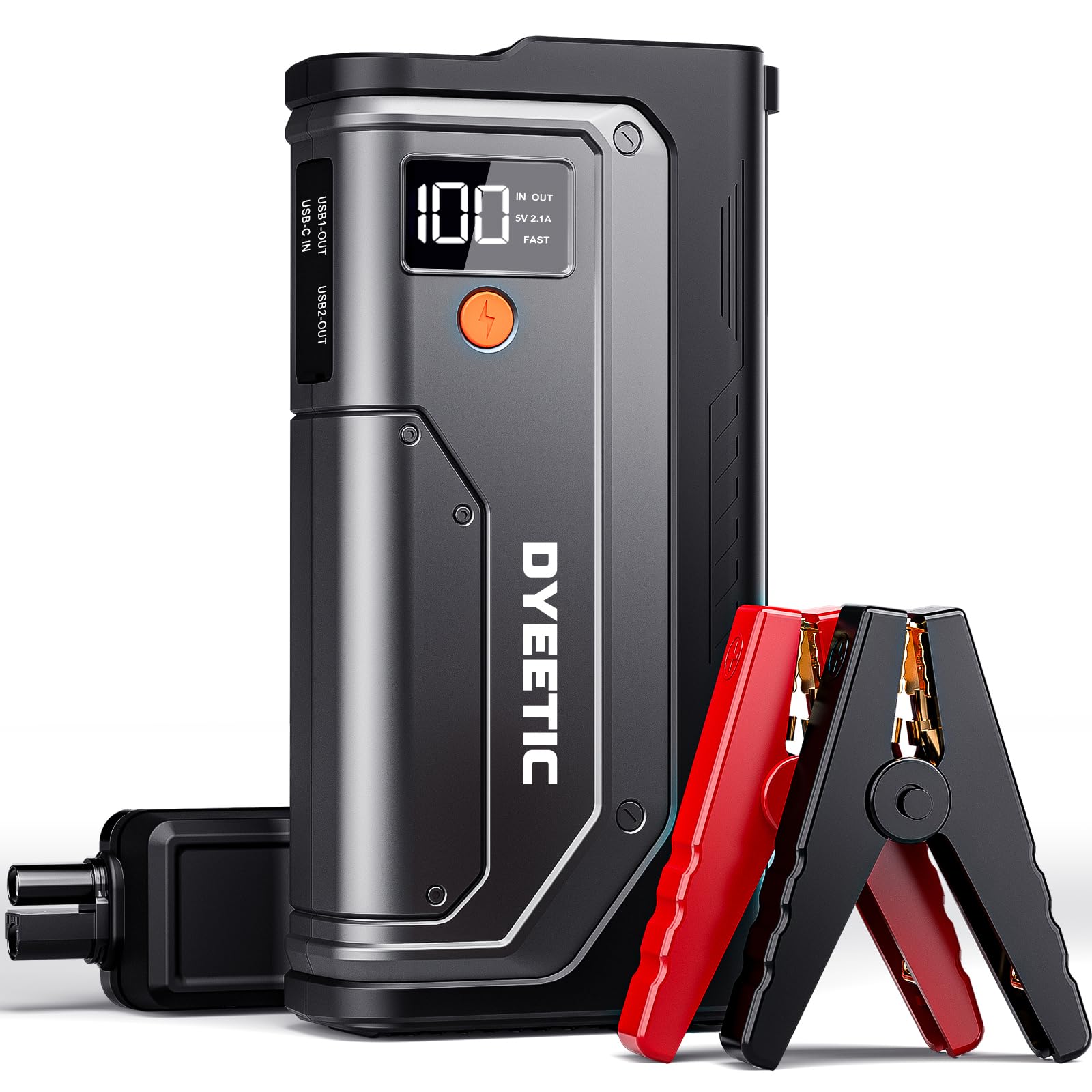 5000A Car Jump Starter - Portable Battery Pack for All Gas & 10.0L Diesel Engines | 12V Lithium Jumper Box with Power Bank, LED Light & Jumper Cables | Emergency Roadside Assistance, Camping & Outdoor Adventures