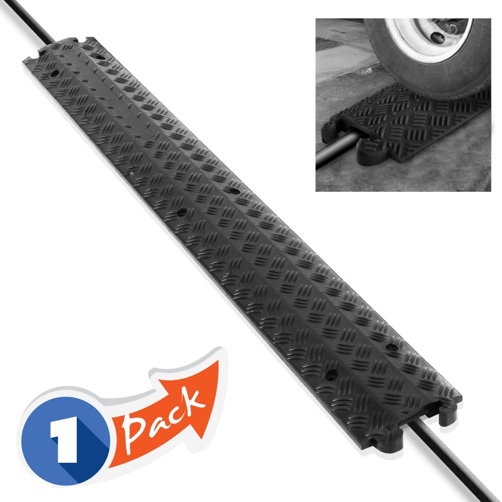 1 Channel Cable Cover Ramp Safety Track - Heavy Duty Cord Protector for Home, Office & Outdoor Use - Perfect for Tripping Hazard Prevention & Cable Management