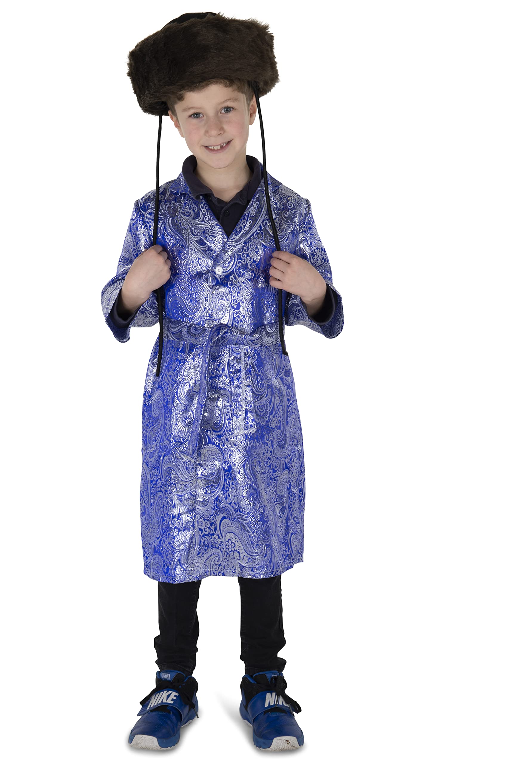 Kids Jewish Blue Rabbi Coat & Bekitcha Set - Traditional Jewish Costume for Boys | Perfect for Purim, Hanukkah & Religious Celebrations