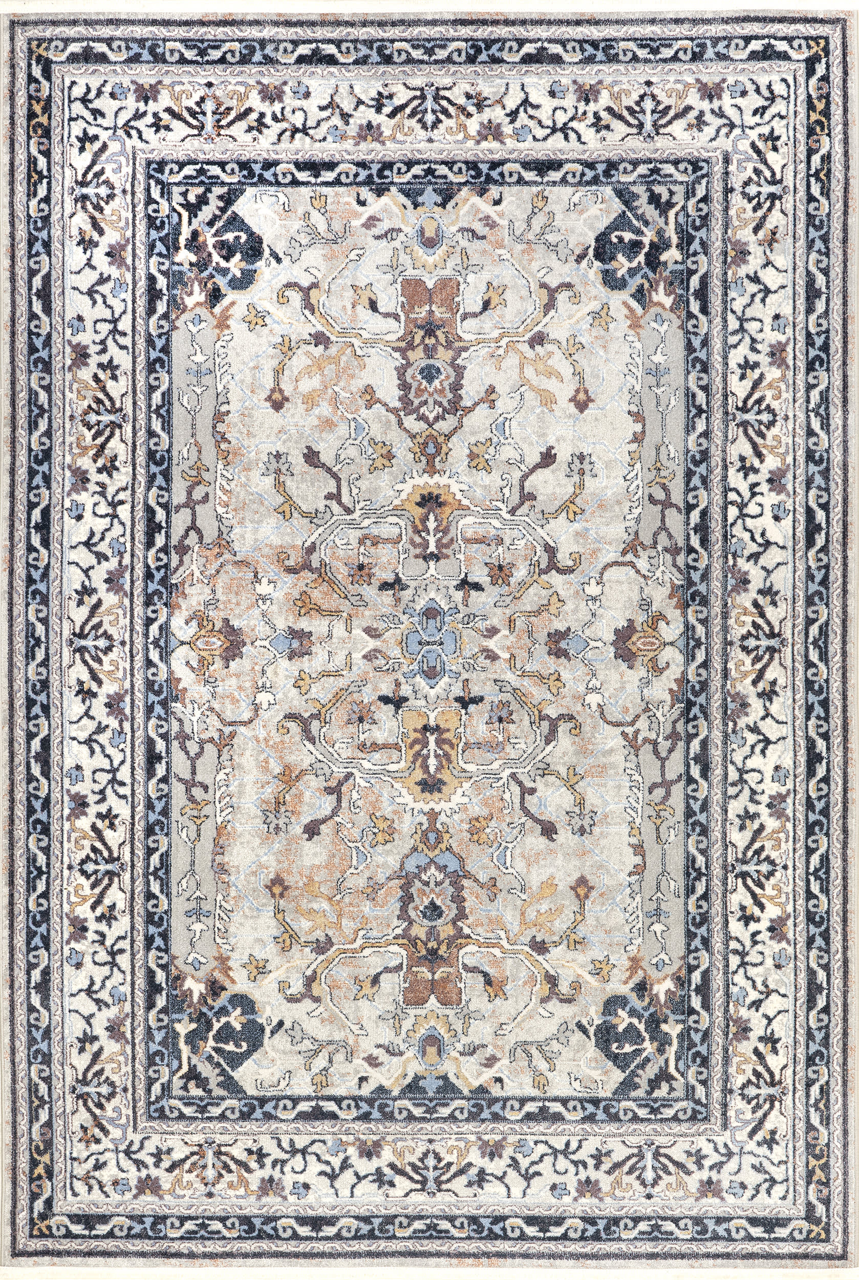 Chaya Persian Medallion Rug - Handmade Grey Oriental Area Carpet for Living Room, Bedroom & Dining Room Decor