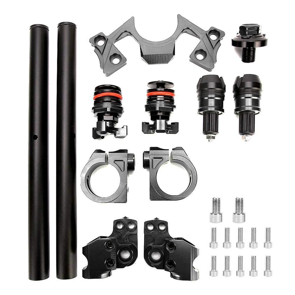 Akozon Adjustable Motorcycle Handlebars - Universal Clip-On Fork Clamp for Kawasaki Ninja 250 300 - Black | Comfortable Riding Position for Street & Track Racing