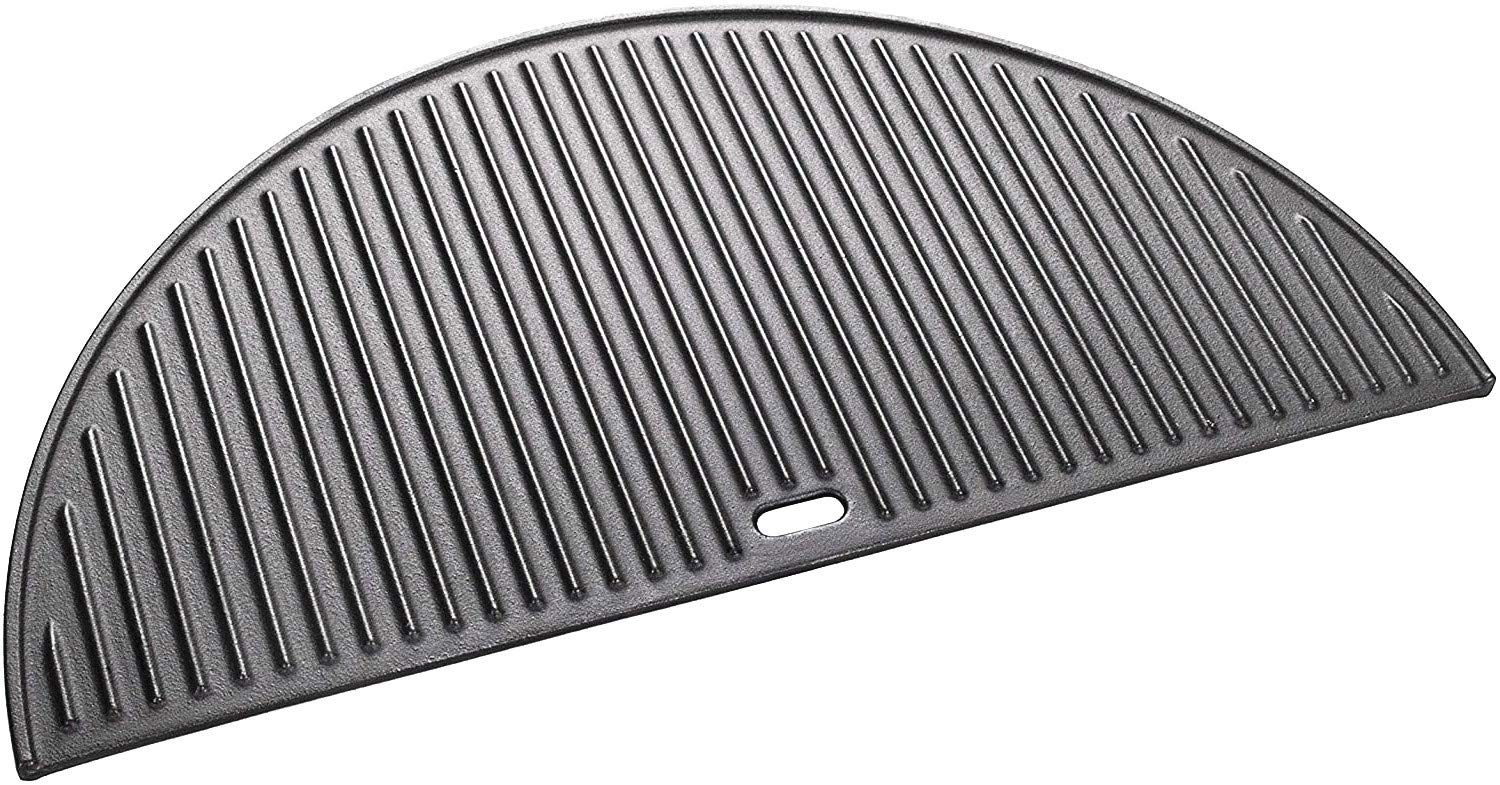 Half Moon Cast Iron Reversible Griddle for Kamado Joe Classic I II III - 18 Inch One-Piece Grill Pan - Perfect for Outdoor Grilling, BBQ, and Camping Cooking