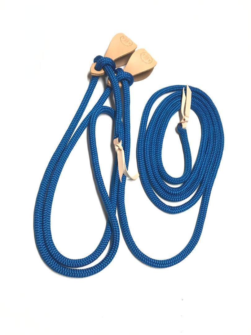 Premium Royal Blue Yacht Rope Rein with Natural, Black or Brown Slobber Straps – Durable Equestrian Accessory for Horseback Riding & Training