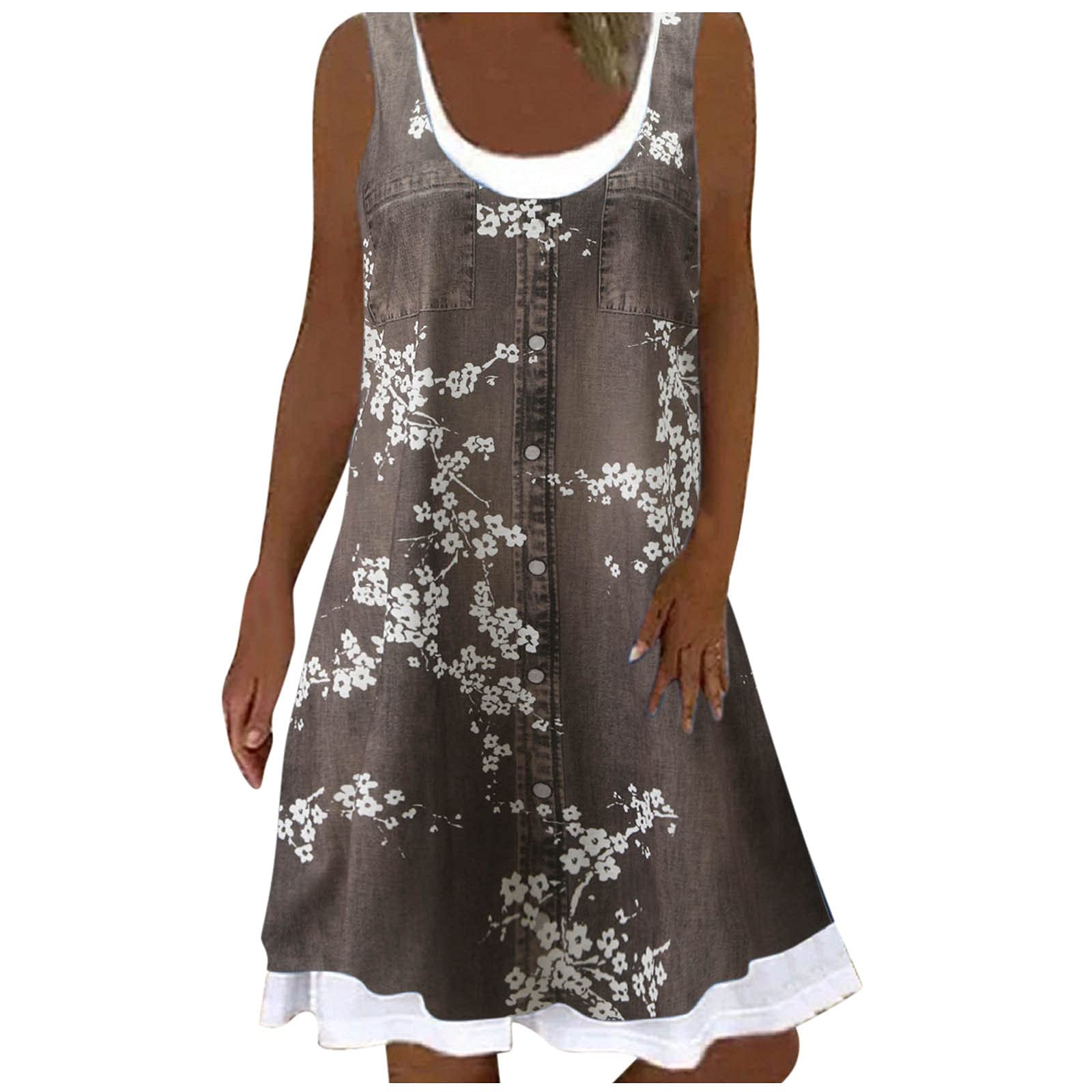 Women's Floral Print Long Maxi Beach Dress - Casual Sleeveless Loose Fit Summer Dress for Vacation, Poolside, and Outdoor Activities