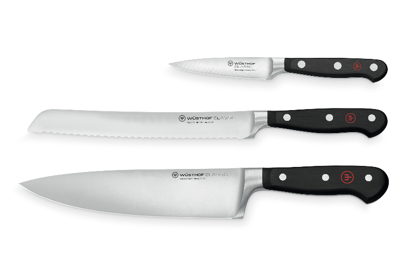 Wusthof Classic 3-Piece Starter Knife Set with 8-Inch Bread Knife - Perfect for Home Cooking, Baking & Kitchen Essentials