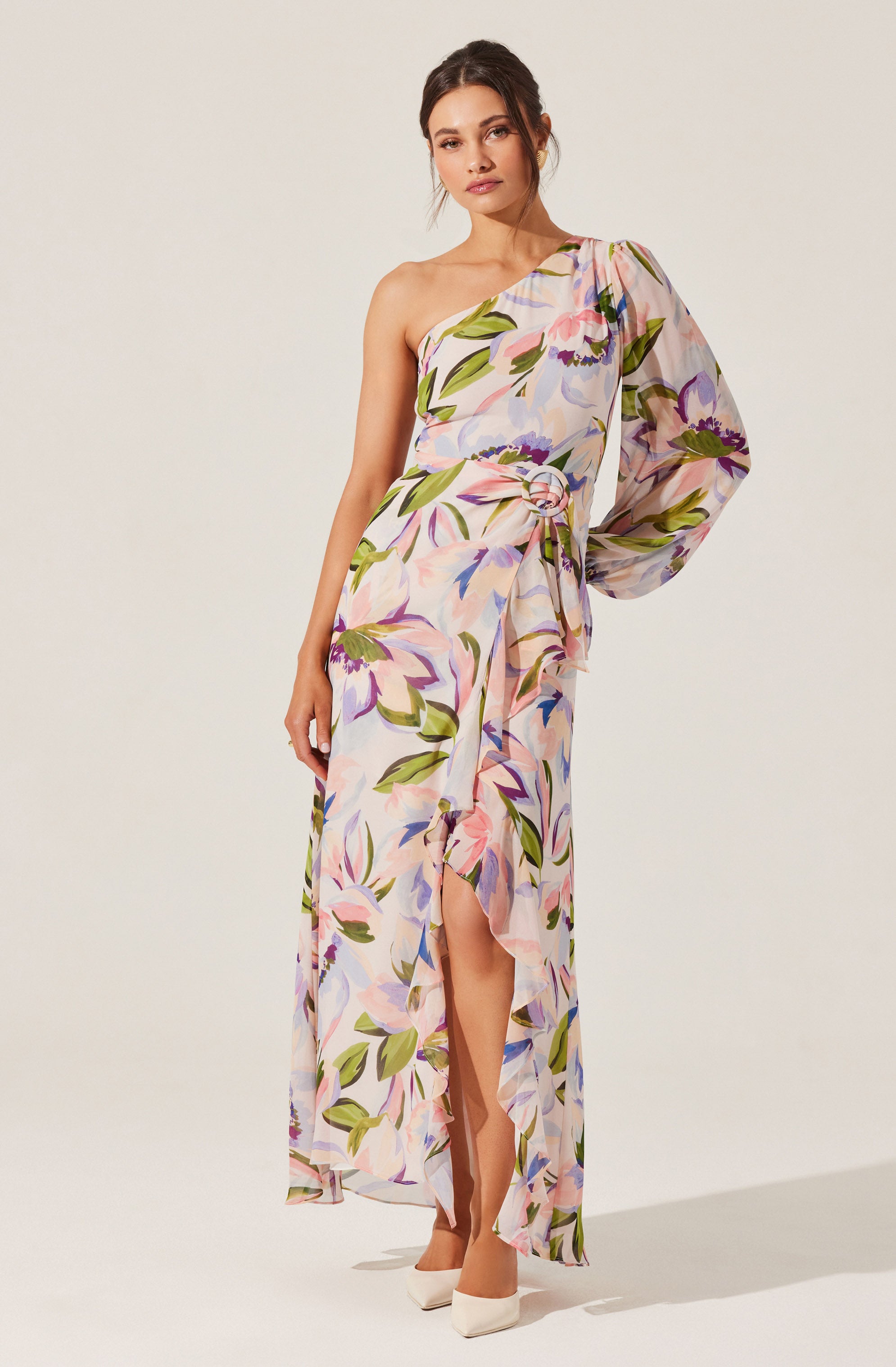 Elegant Sandersonia Floral One Shoulder Dress for Women - Perfect for Summer Weddings, Beach Vacations & Evening Parties