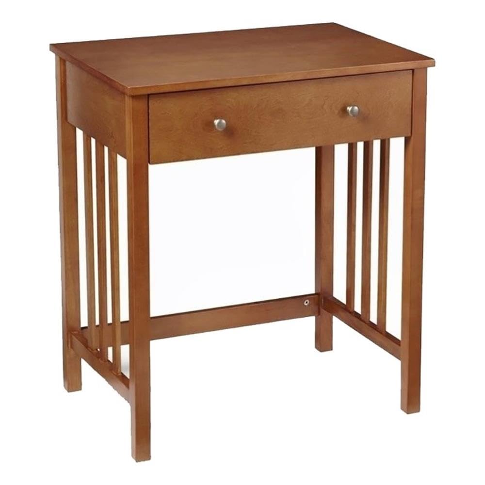 Pemberly Row Transitional Birch Wood Home Office Desk in Oak Brown - Stylish & Durable Writing Desk for Home Office, Study, or Workspace