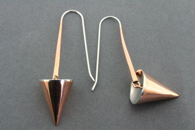 Copper & Silver Cone Earrings for Women - Boho Chic Dangle Earrings for Party, Wedding & Everyday Wear