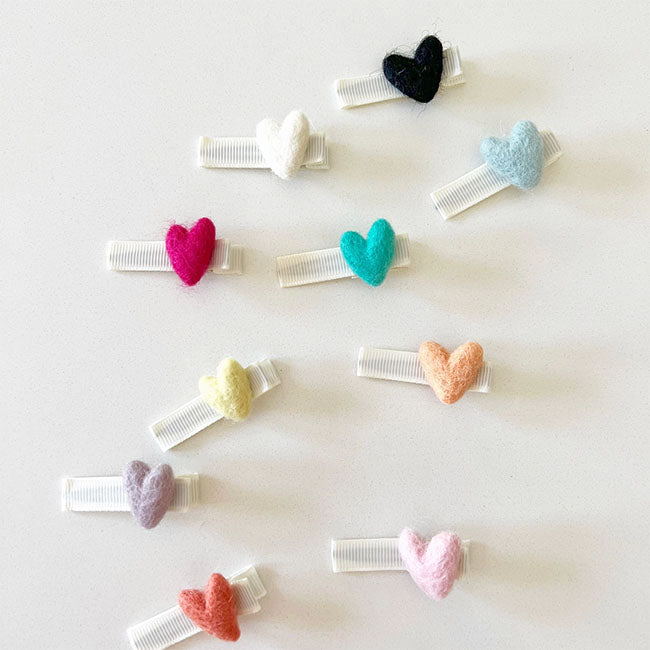 Bohemian Baby Valentine's Day Felt Heart Hair Clips for Girls - Adorable Hair Accessories for Parties, Photos & Special Occasions