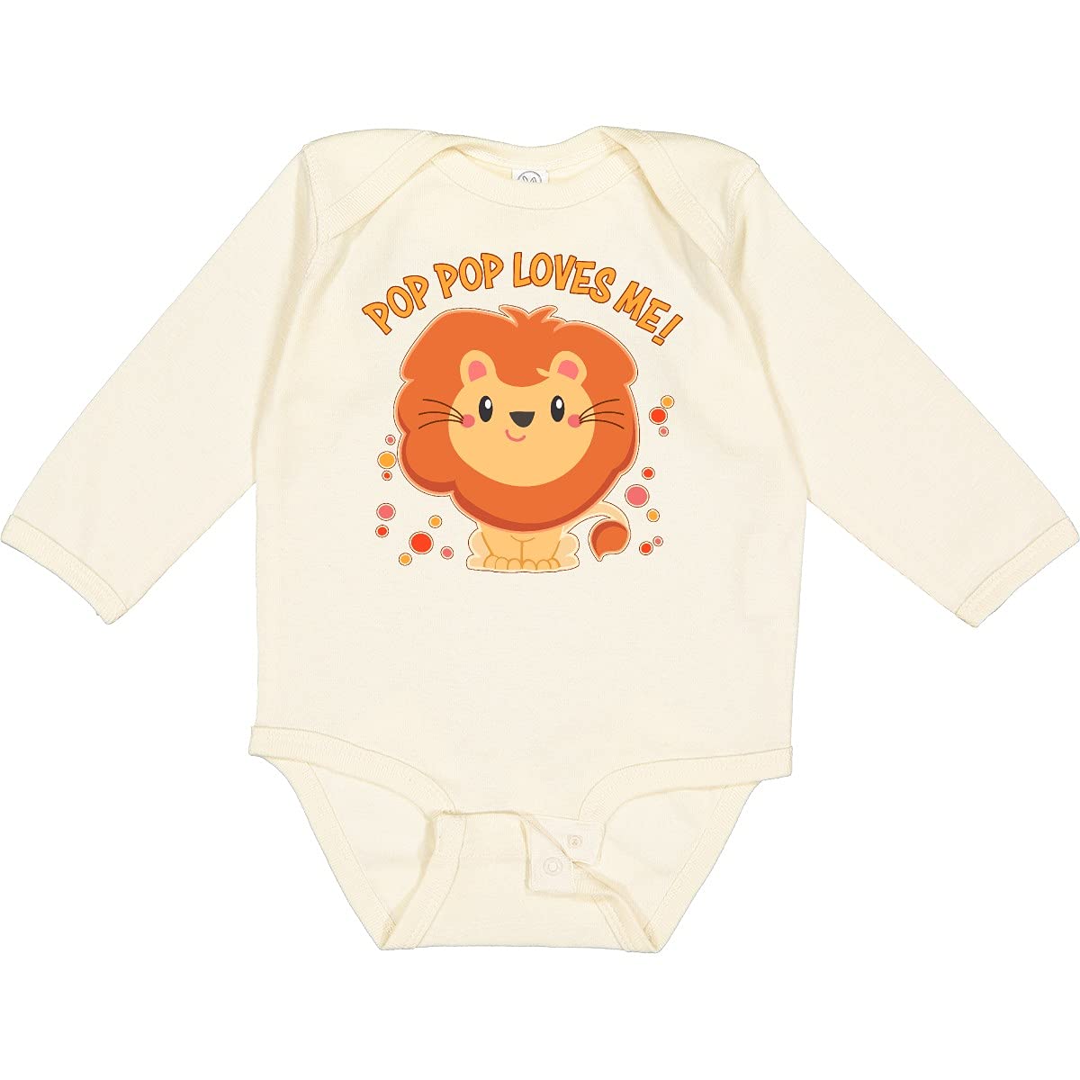 Inktastic Pop Pop Loves Me - Adorable Lion Print Baby Long Sleeve Bodysuit | Soft Cotton Infant Onesie for Playtime & Family Photos