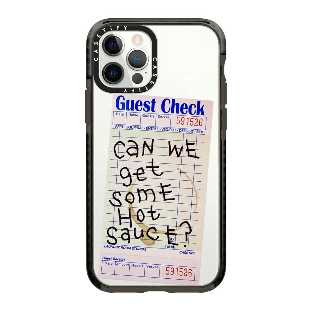 Casetify Impact Case for iPhone 12 & iPhone 12 Pro - Shockproof Clear Black Phone Cover with Hot Sauce Design - Perfect for Outdoor Activities & Daily Protection