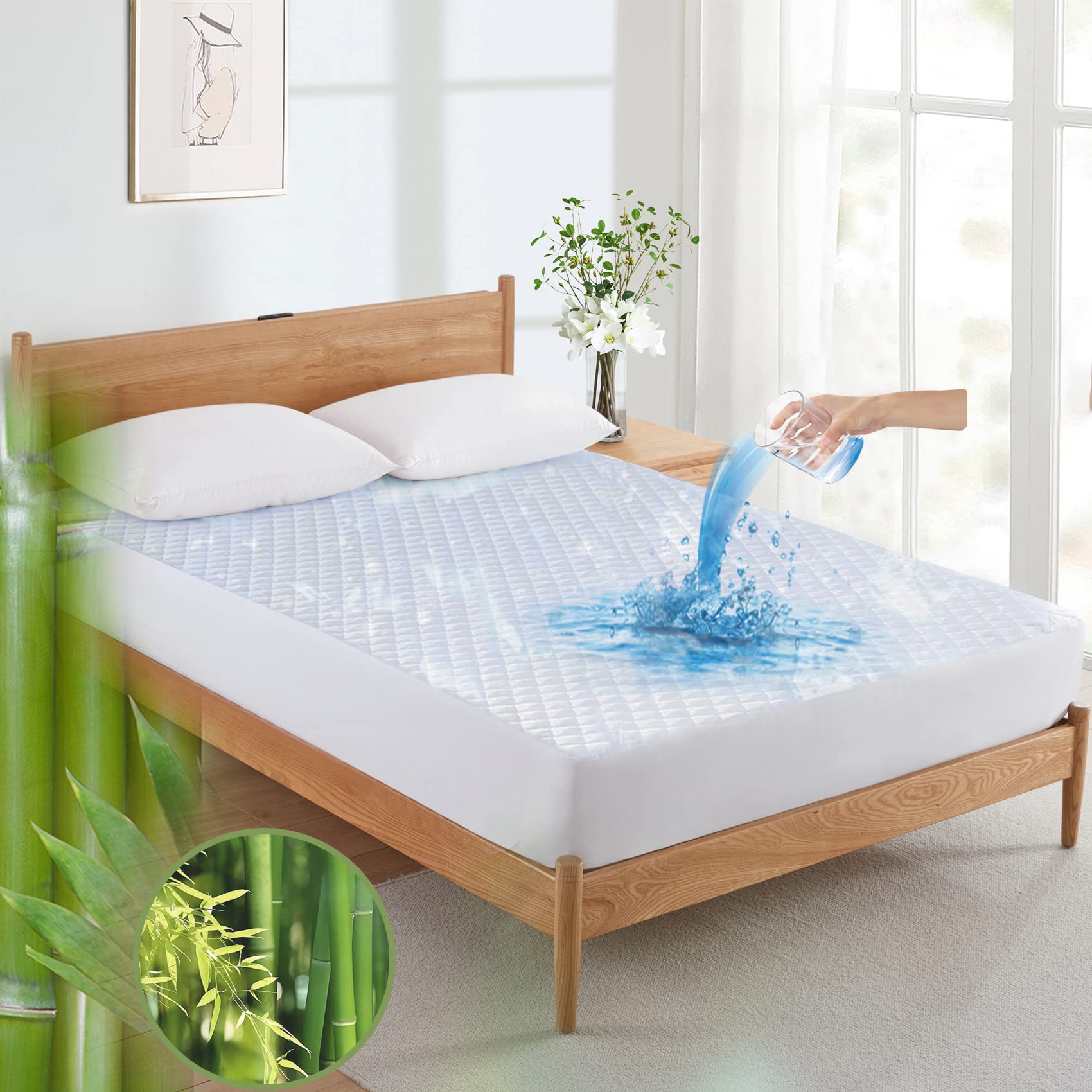 COMFLIVE Cooling Bamboo Mattress Cover for Hot Sleepers - Twin Size 39