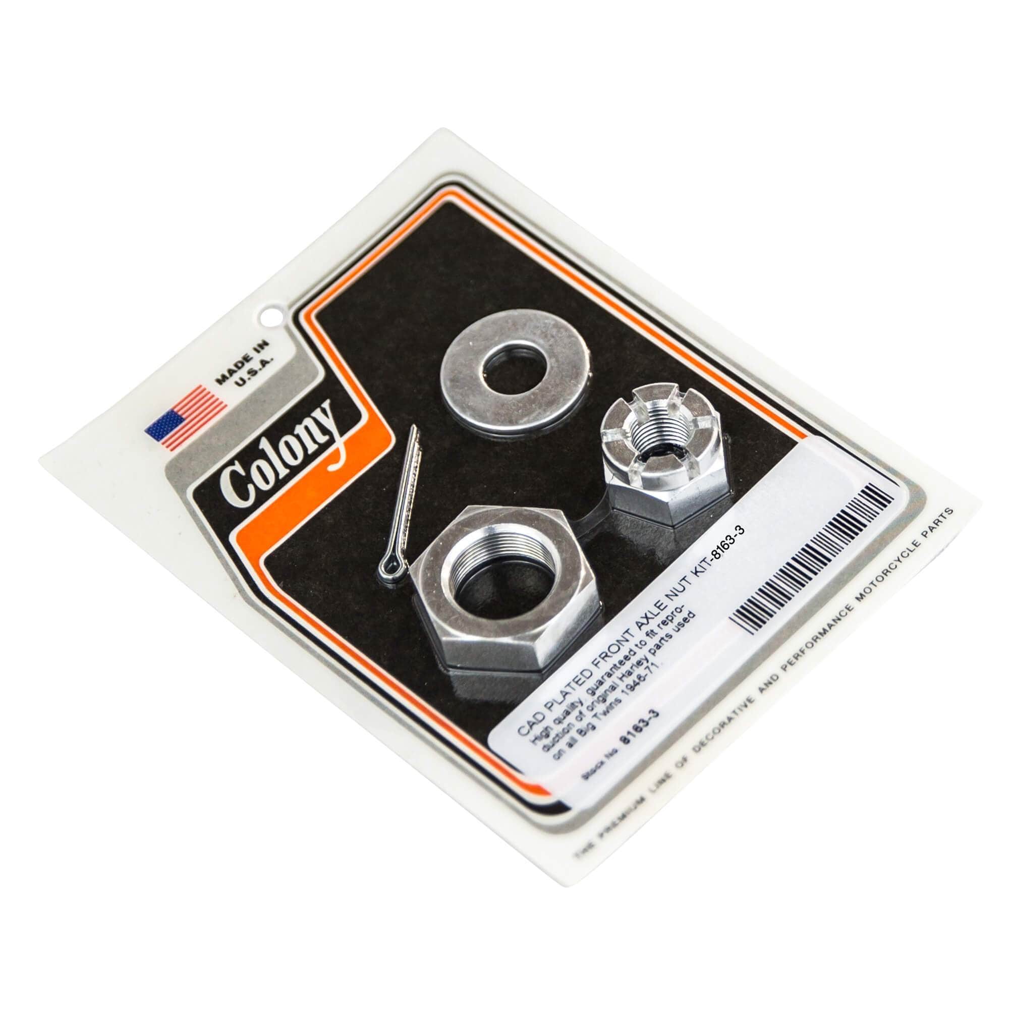 1946-1971 Harley Davidson Big Twins 3 Front Axle Nut Kit - CAD Plated for Enhanced Durability & Corrosion Resistance - Perfect for Motorcycle Restoration & Maintenance