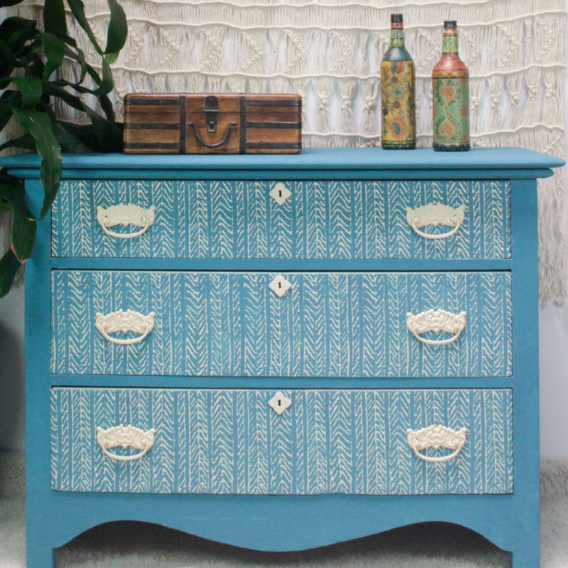 Funky Fibers Furniture Stencil - Reusable DIY Home Decor Painting Template for Wood, Fabric & Walls | Perfect for Upcycling Furniture, Craft Projects & Wall Art