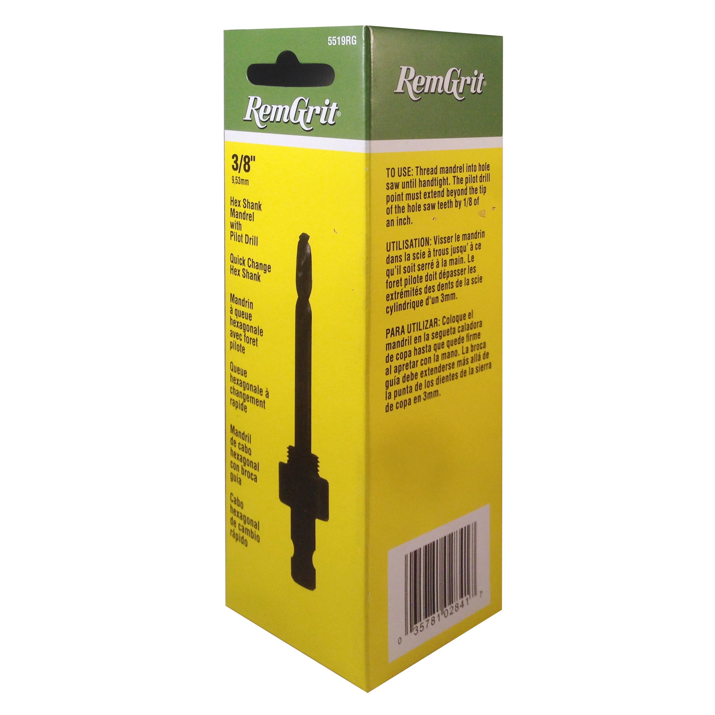 Disston E0102841 RemGrit Hole Saw Accessories - 3/8-Inch Hex Shank Mandrels for Metal, Wood & Plastic Cutting - Perfect for DIY Projects & Professional Construction Work