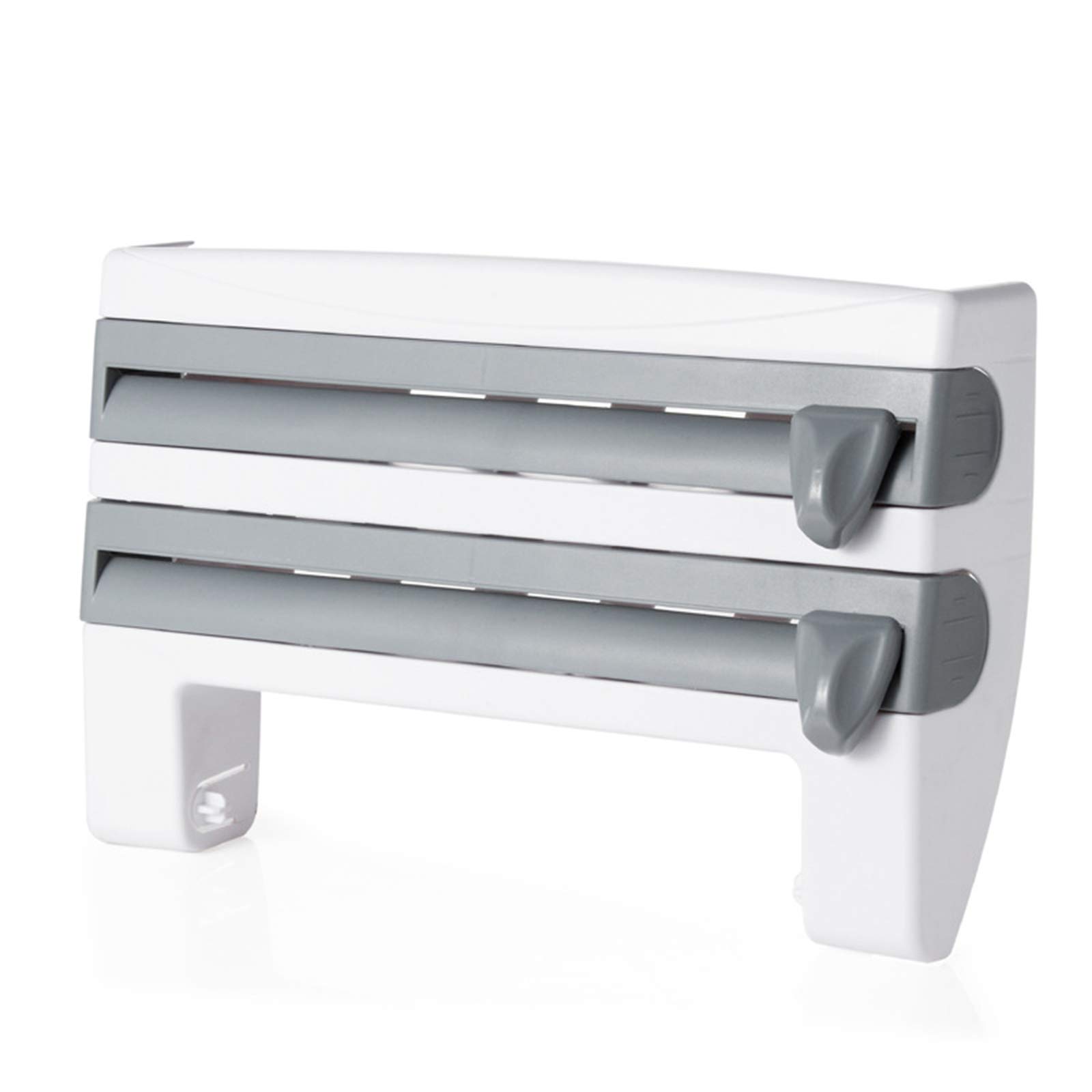 4-in-1 Wall Mounted Kitchen Roll Holder Dispenser with Cling Film Cutter - Space Saving Storage for Paper Towels, Aluminum Foil & Plastic Wrap - Perfect for Small Kitchens & Organized Pantries