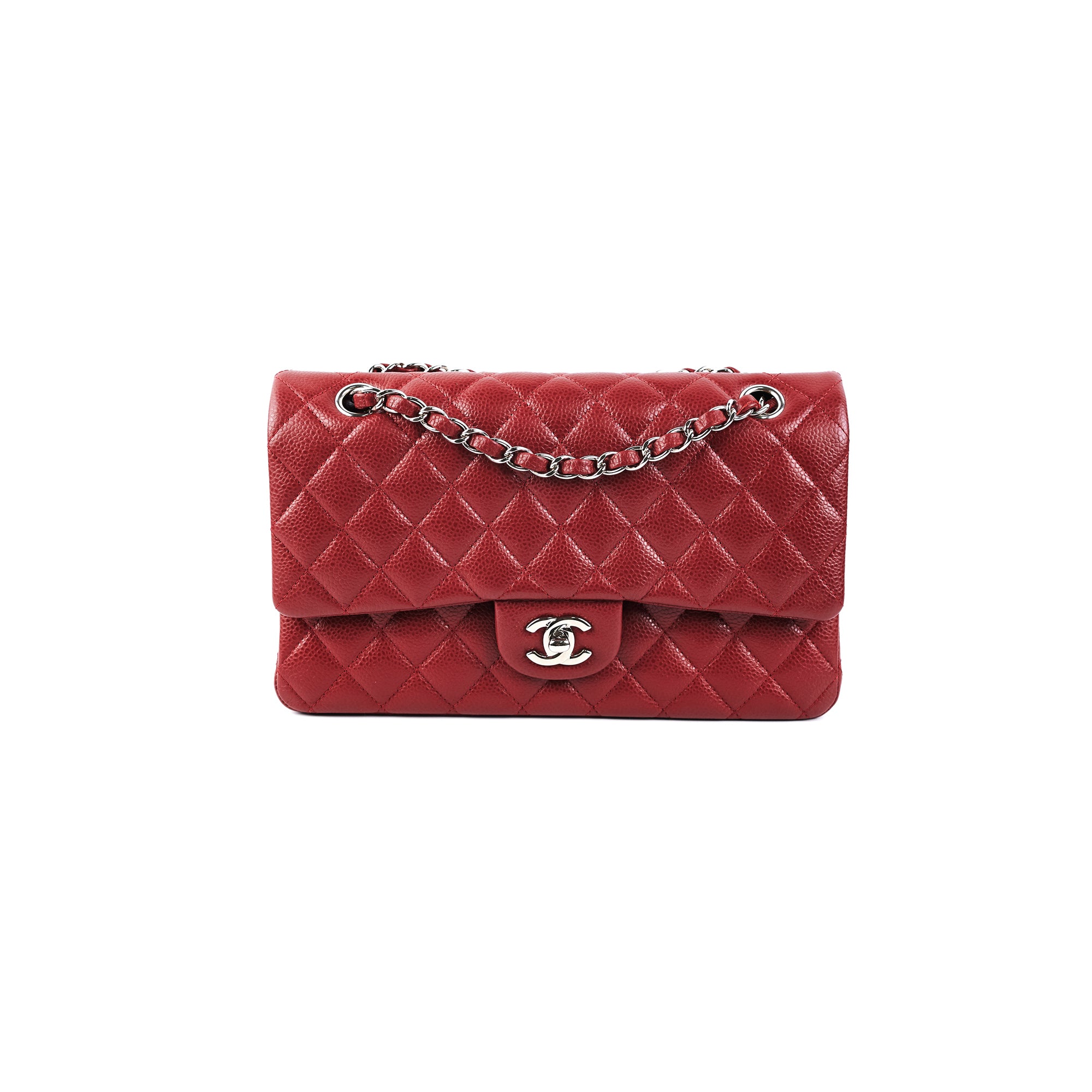 Chanel Medium/Large Caviar Double Classic Flap Bag in Red | Luxury Designer Handbag for Women | Perfect for Parties, Date Nights & Special Occasions