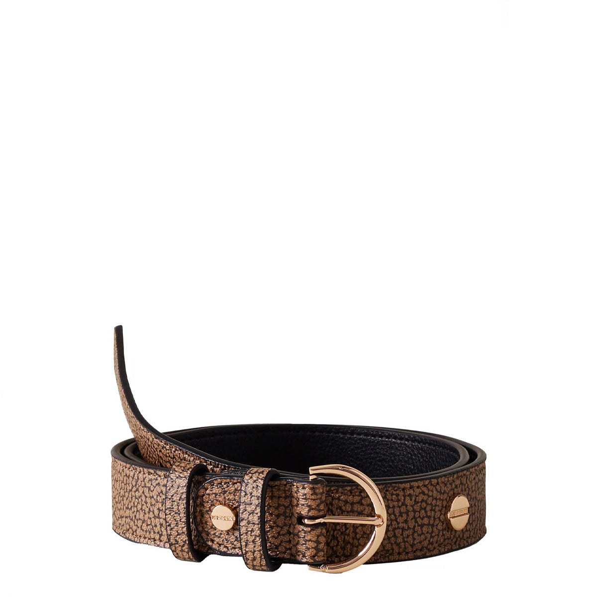 Borbonese Coated Fabric Belt OP Naturale Nero 901039AR5 - Stylish & Durable Waist Belt for Women, Perfect for Office, Casual & Evening Outfits