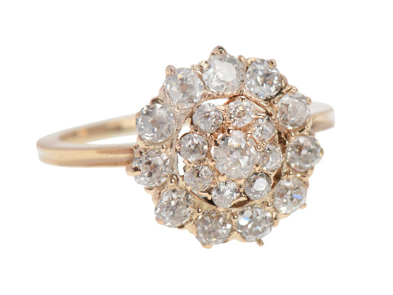Exquisite Antique Diamond Cluster Ring - Vintage Elegance for Weddings, Anniversaries & Special Occasions