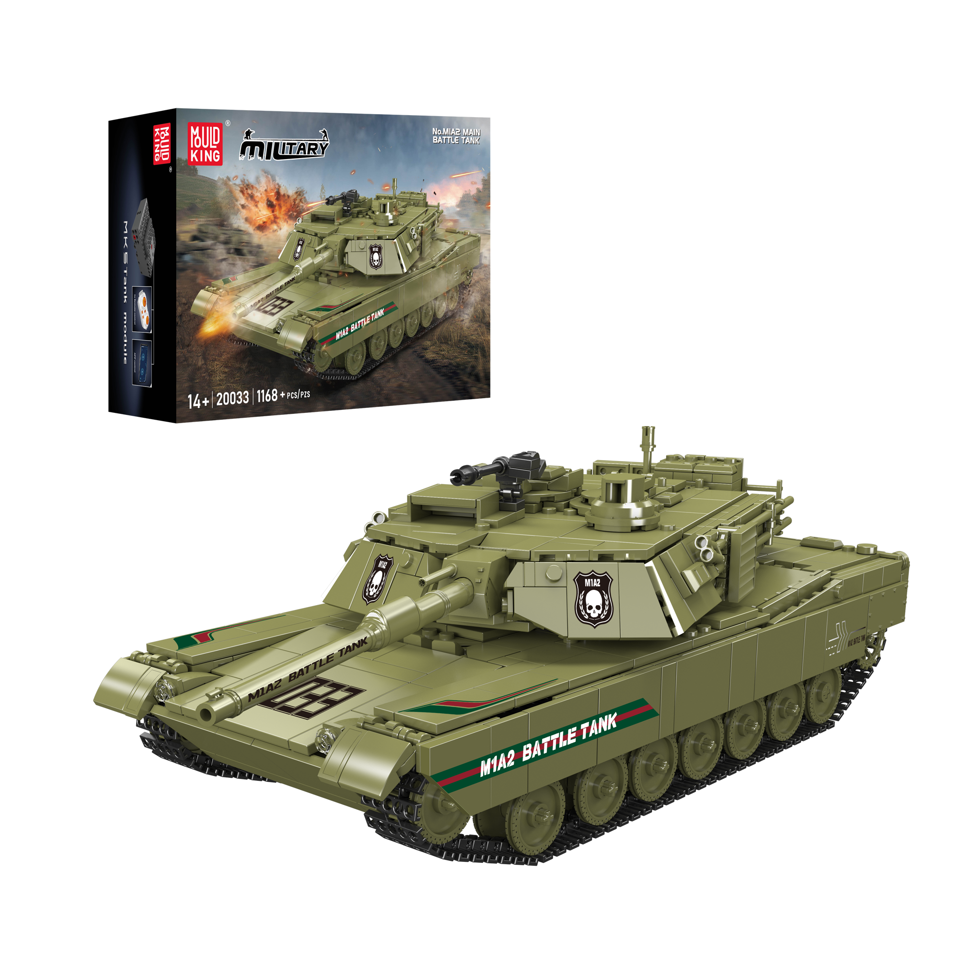 Mould King 20033 MIA2 Main Battle Tank Building Set - 1,168 Piece Military Model Kit for Adults | Realistic Army Tank Toy for Collectors & Display | Perfect for War History Enthusiasts & STEM Education