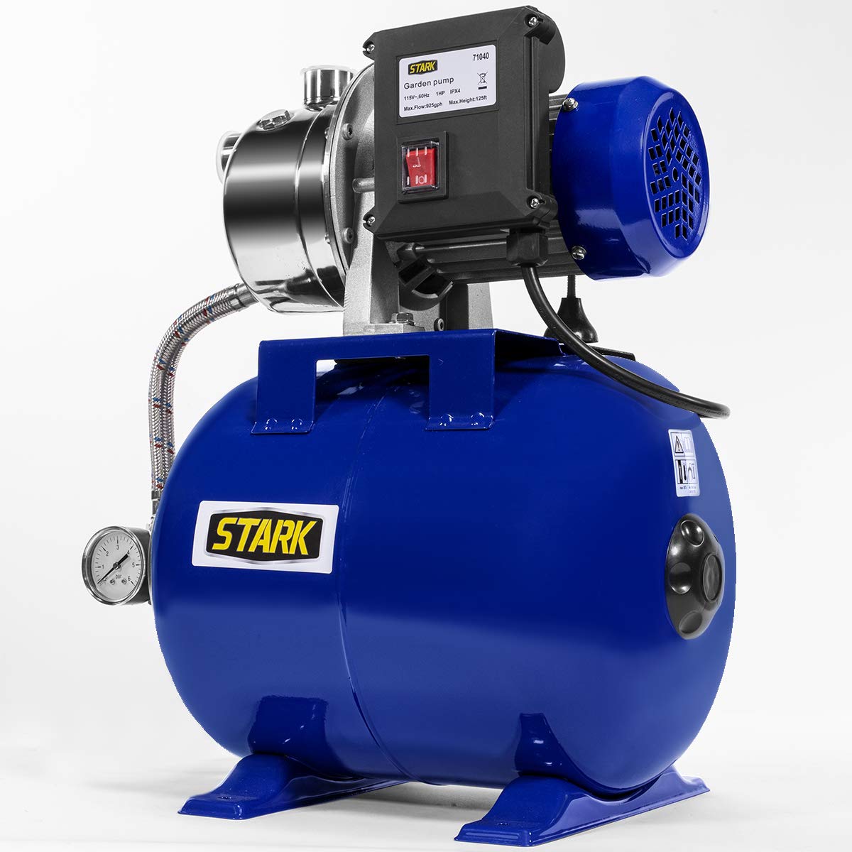 XtremepowerUS 1.0HP Shallow Well Pump with Pressure Tank - 925GPH Booster System for Farm Irrigation, Garden Watering & Home Use | High Efficiency Water Pump for Agriculture, Lawn Care & Household Water Supply