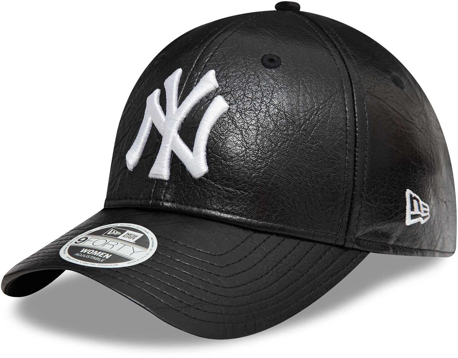 New York Yankees Women's New Era 9Forty Crinkled PU Black Baseball Cap - Stylish Adjustable Hat for Sports Fans & Fashion Enthusiasts - Perfect for Baseball Games, Casual Outfits & Everyday Wear